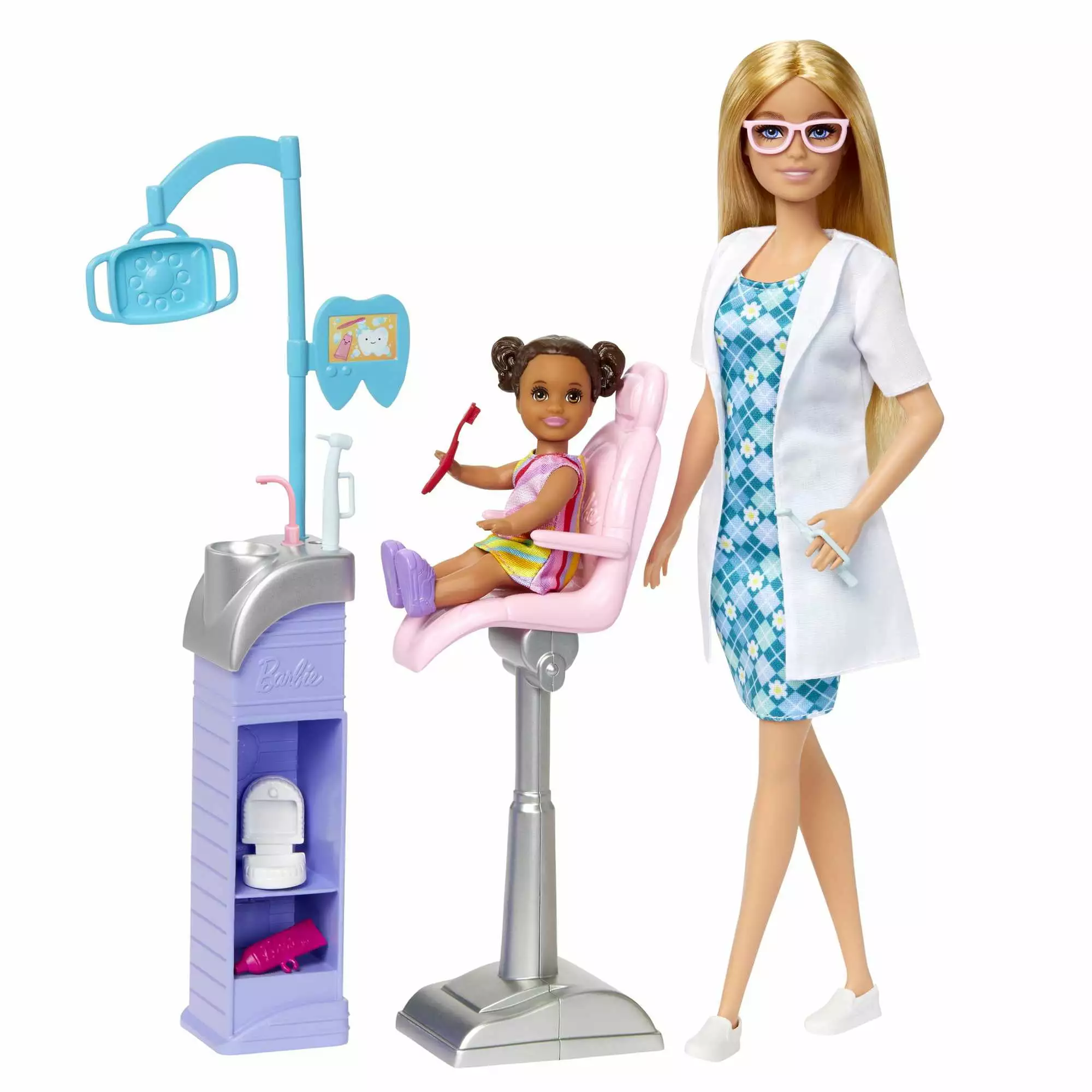 Barbie Careers Dentist Doll Playset with 2 Dolls. Dental Station. Exam Chair & Dental Tools