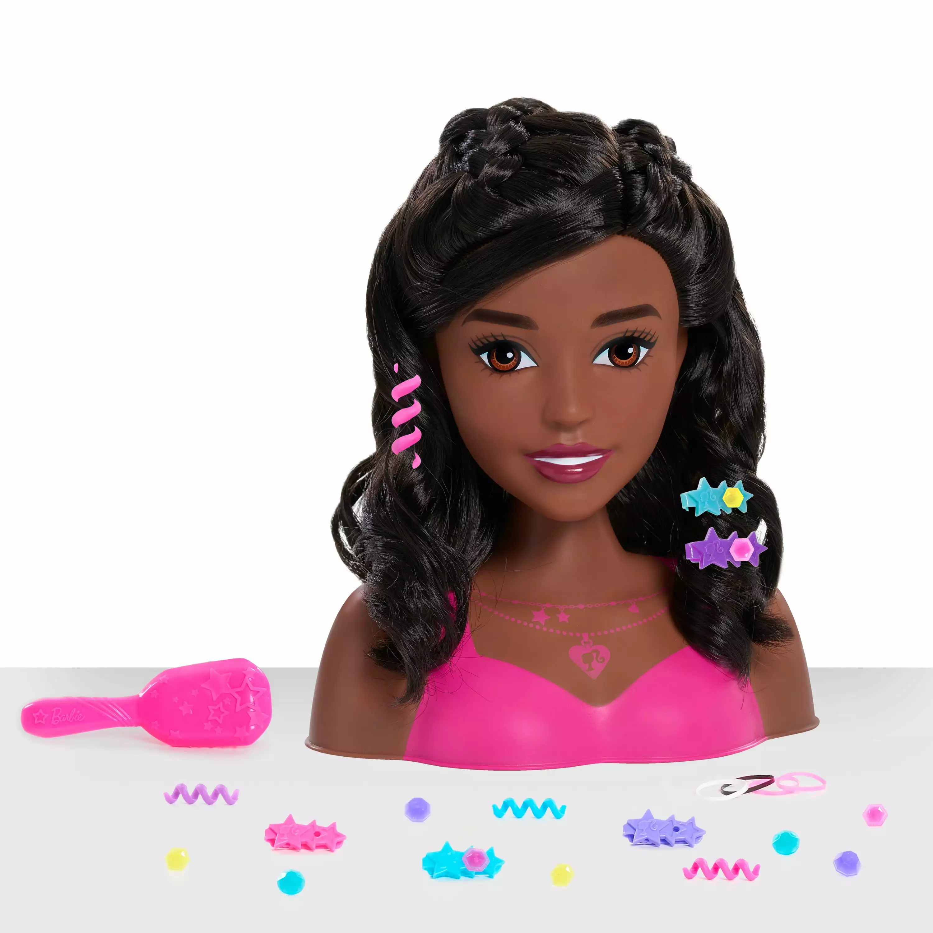 Barbie Fashionistas 8-Inch Styling Head. Dark Brown. 20 Pieces Include Styling Accessories. Hair Styling for Kids. Kids Toys for Ages 3 Up. Gifts and Presents