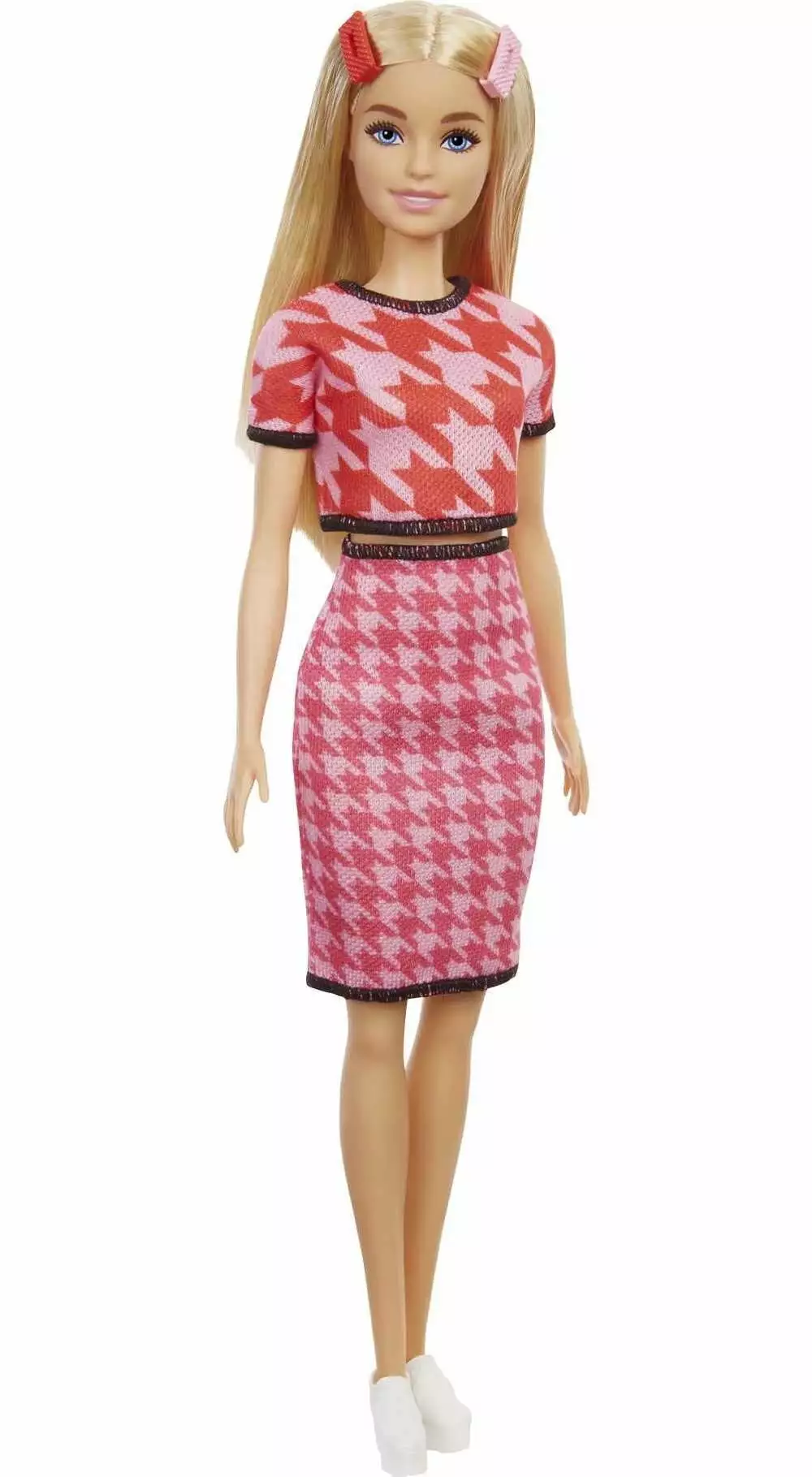 Barbie Fashionistas Doll #169 with Long Blonde Hair in Houndstooth Crop Top & Skirt