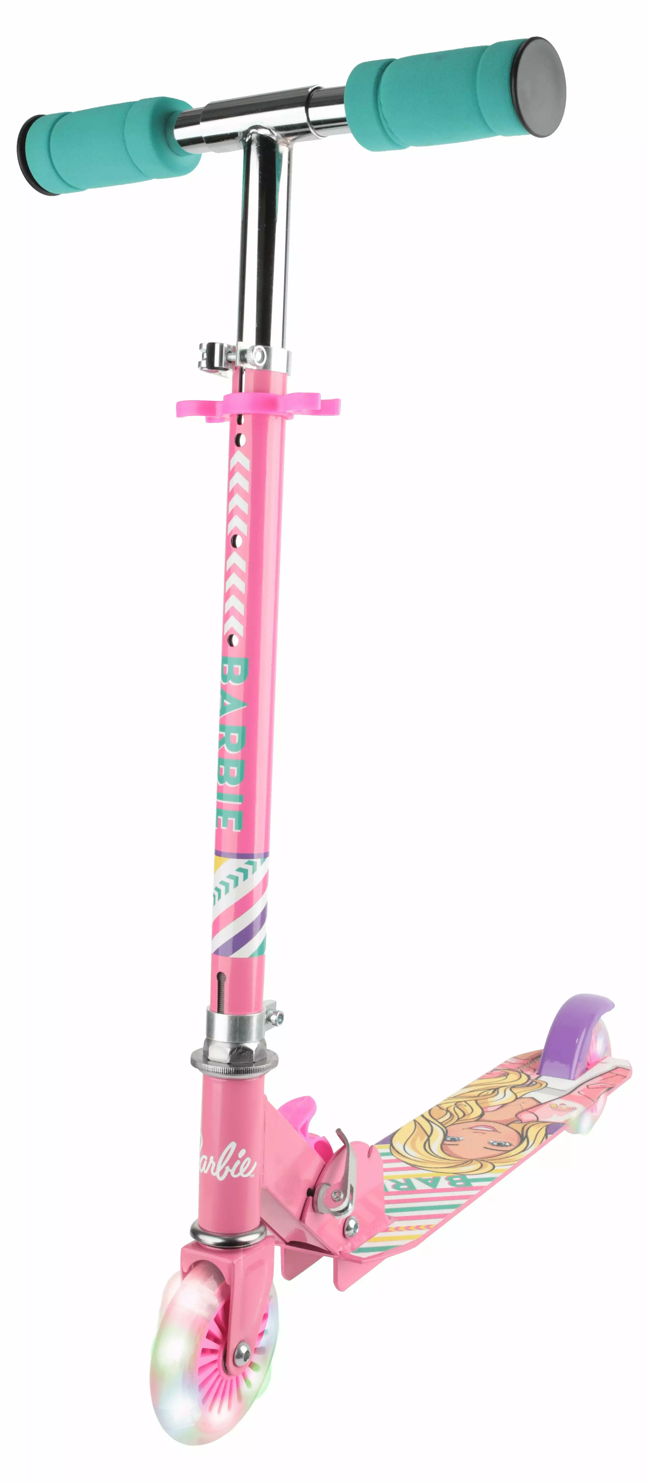 Barbie Light-up Kick Scooter. 120 mm Front and Back PVC Wheels. Pink