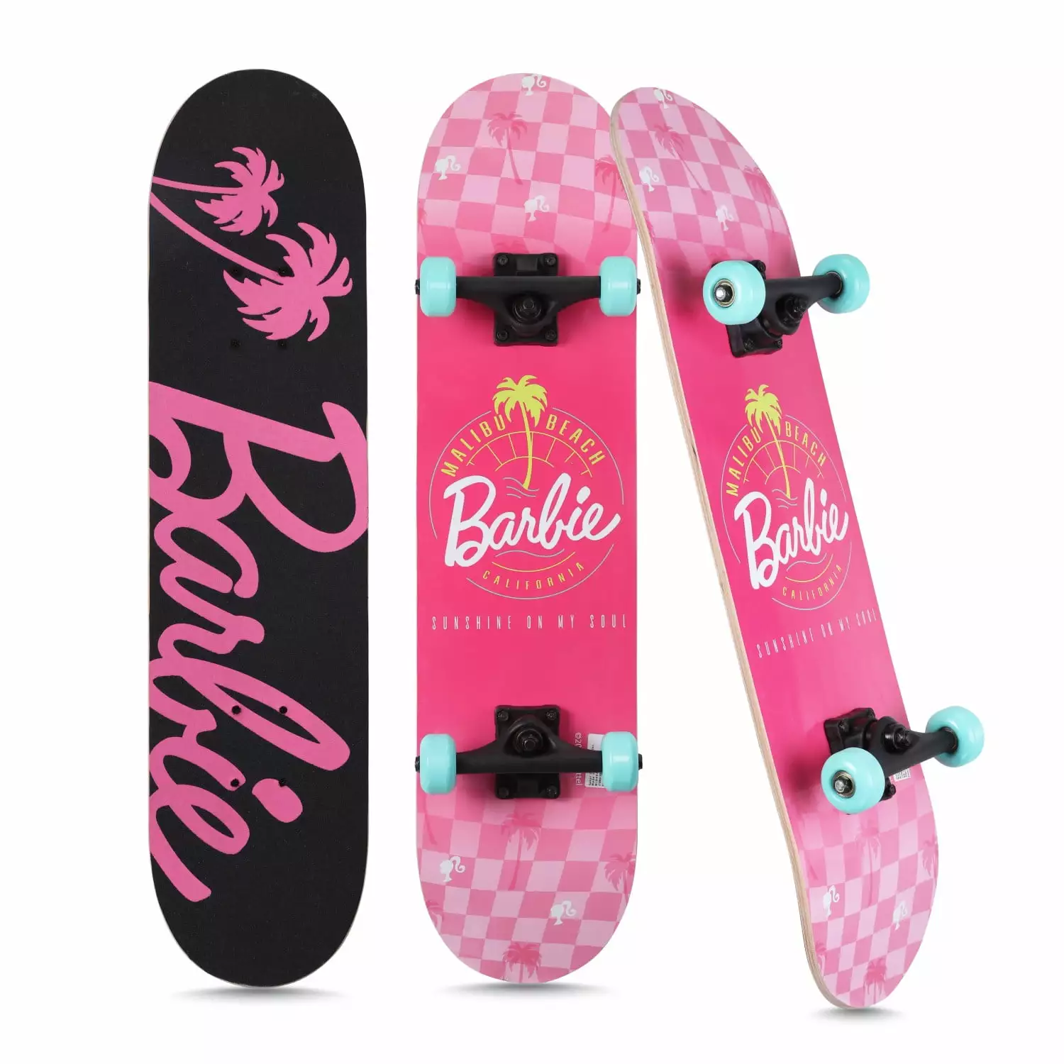 Barbie Malibu Beach 31 Complete Skateboard. Pink Checkered. Kids Ages 6+. Pink