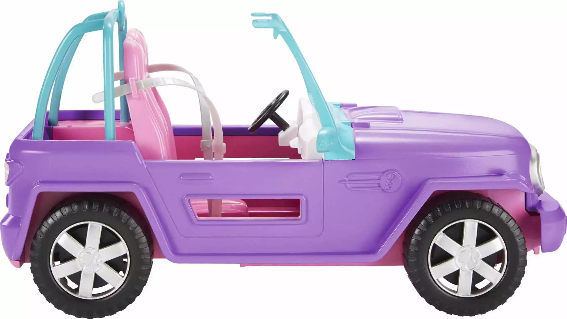 Barbie Off-Road Vehicle. Purple Toy Car with 2 Pink Seats and Rolling Wheels