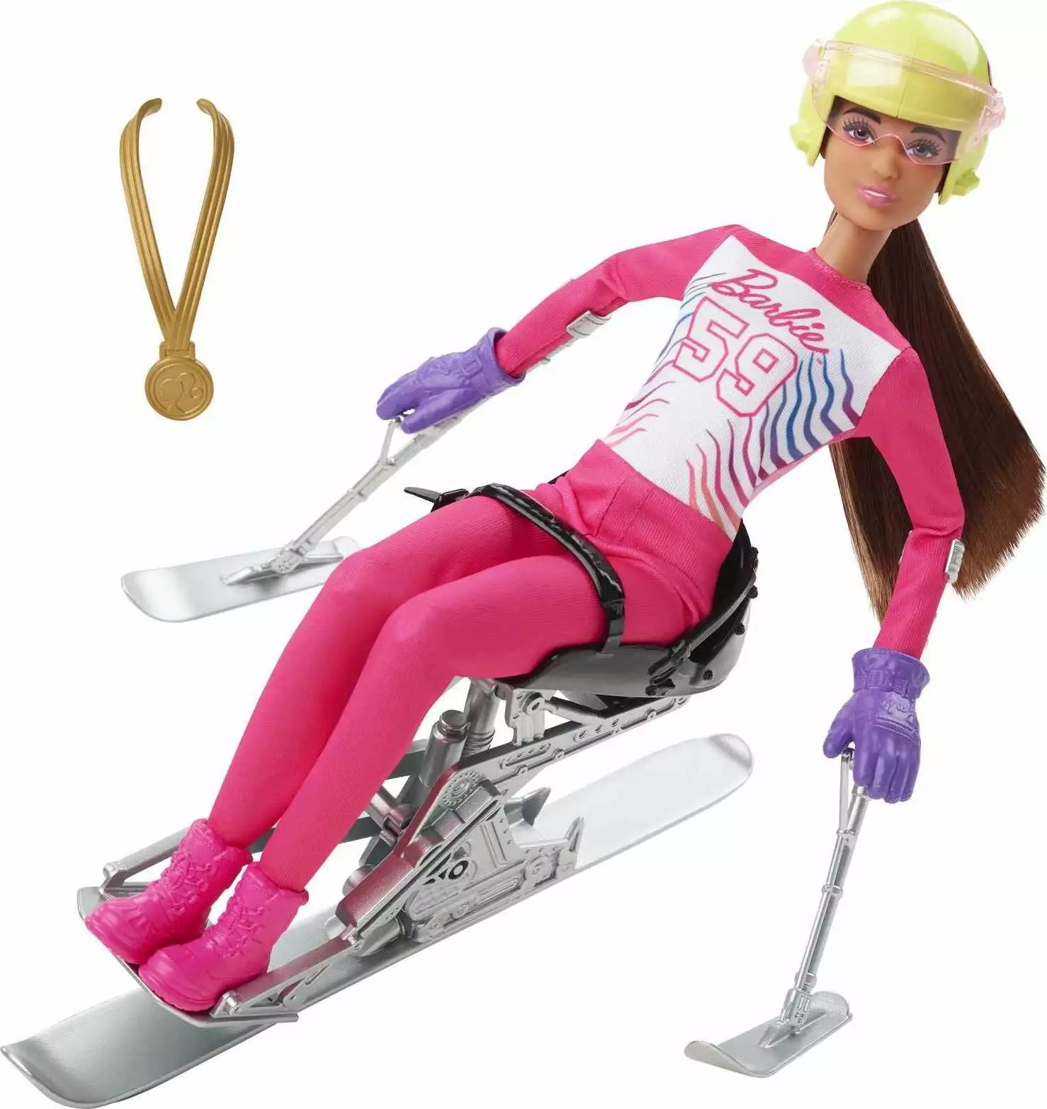 Barbie Para Alpine Skier Doll. Brunette with Ski Outfit. Trophy &Winter Sport Accessories