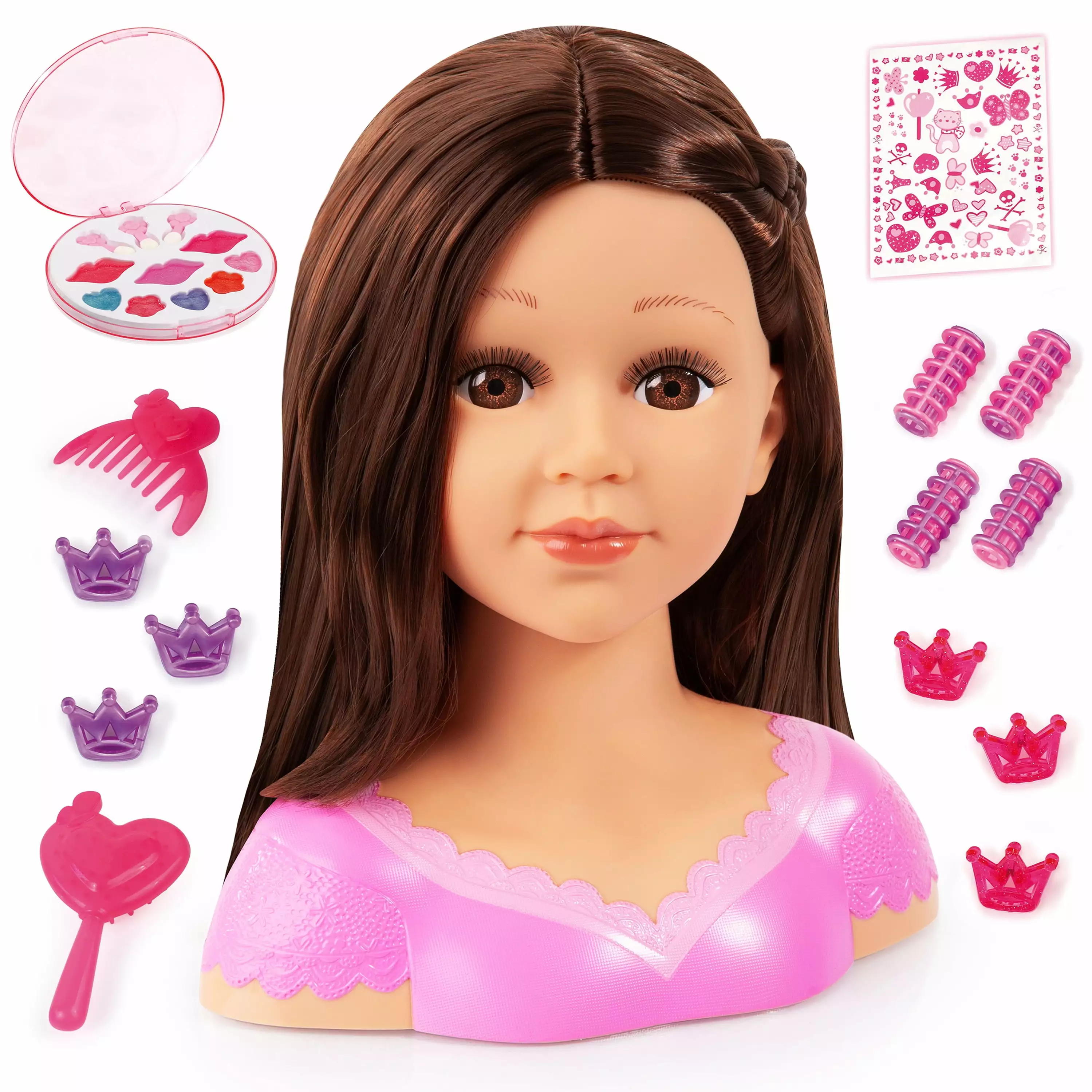 Bayer Design Charlene Super Model Makeup Styling Head. Brunette. Includes Makeup and Stickers. Childrens Pretend Play 3+