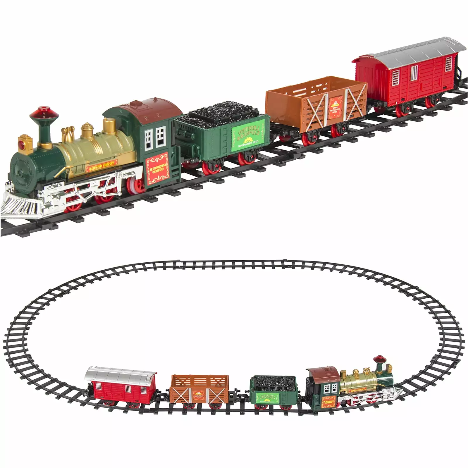 Best Choice Products Kids Classic Electric Railway Train Car Track Play Set Toy w/ Music. Lights