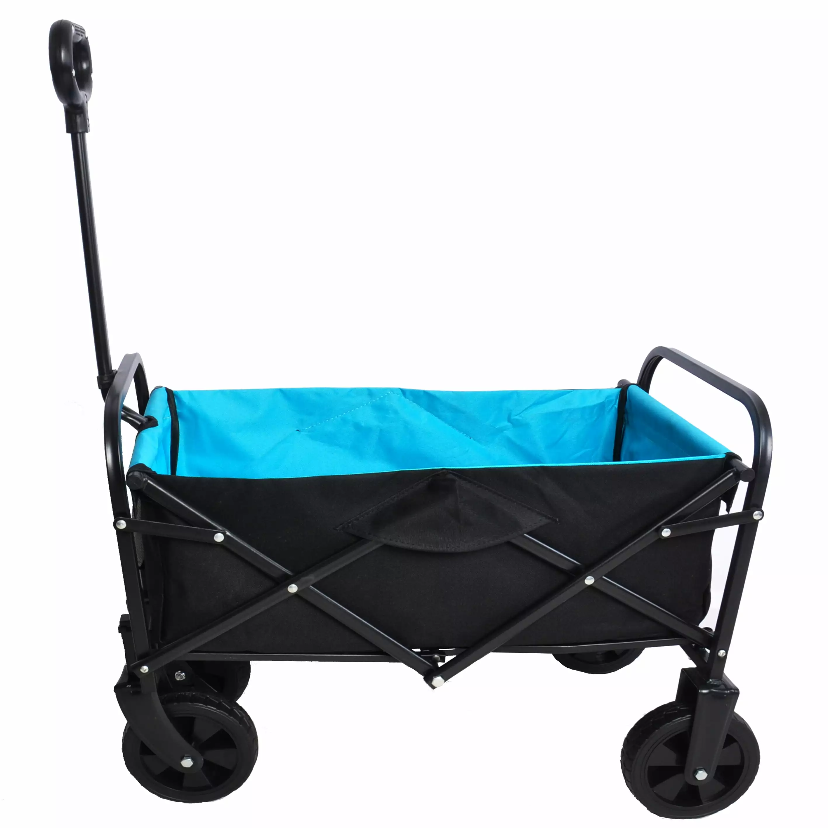 Big large capacity Folding cart Extra Long Extender Wagon Cart Folding Wagon Garden Shopping Beach Cart (Black+blue+long)