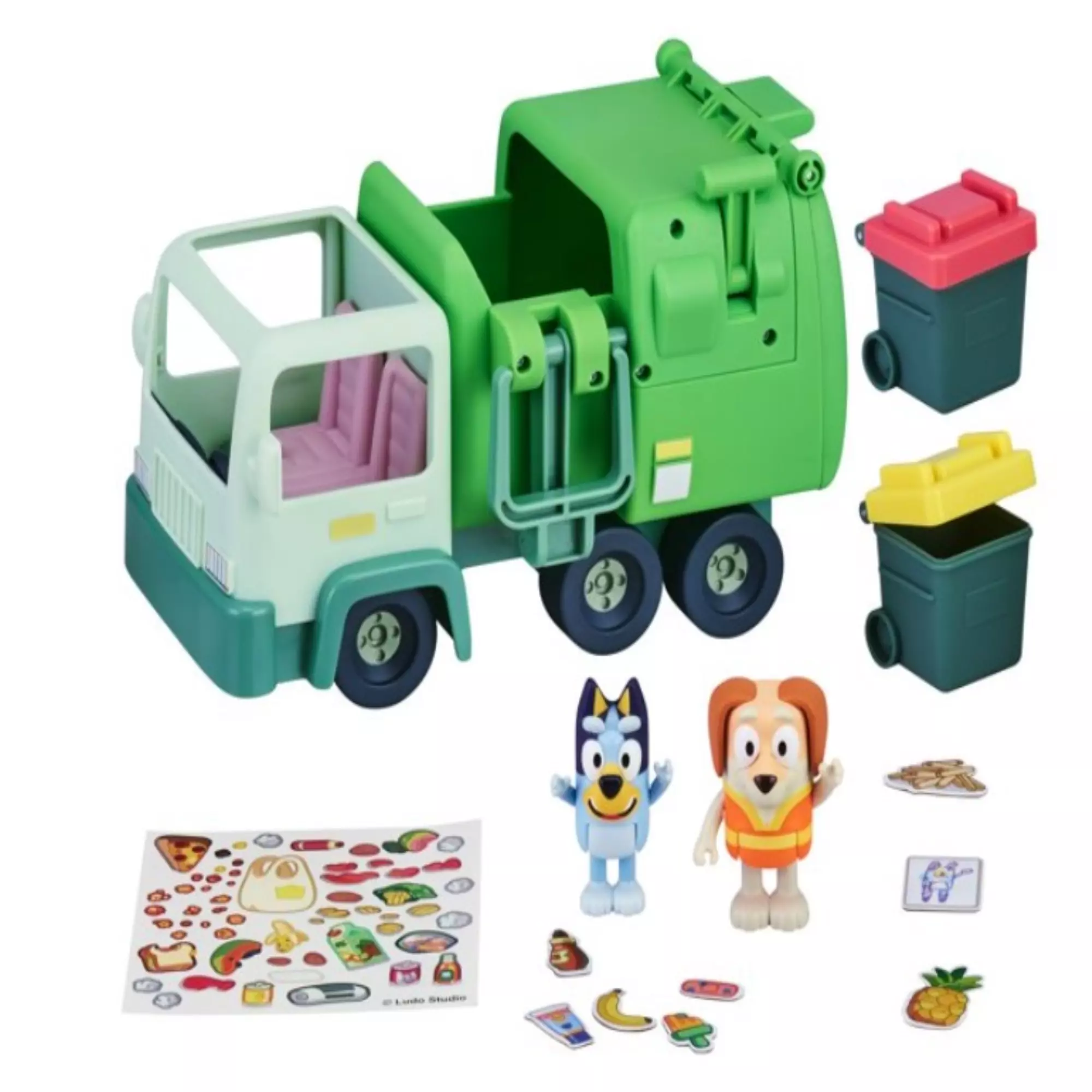 Bluey. Garbage Truck Vehicle Playset. Bluey and Bin Man 2.5-3 inch Figures and Accessories. Child 3+