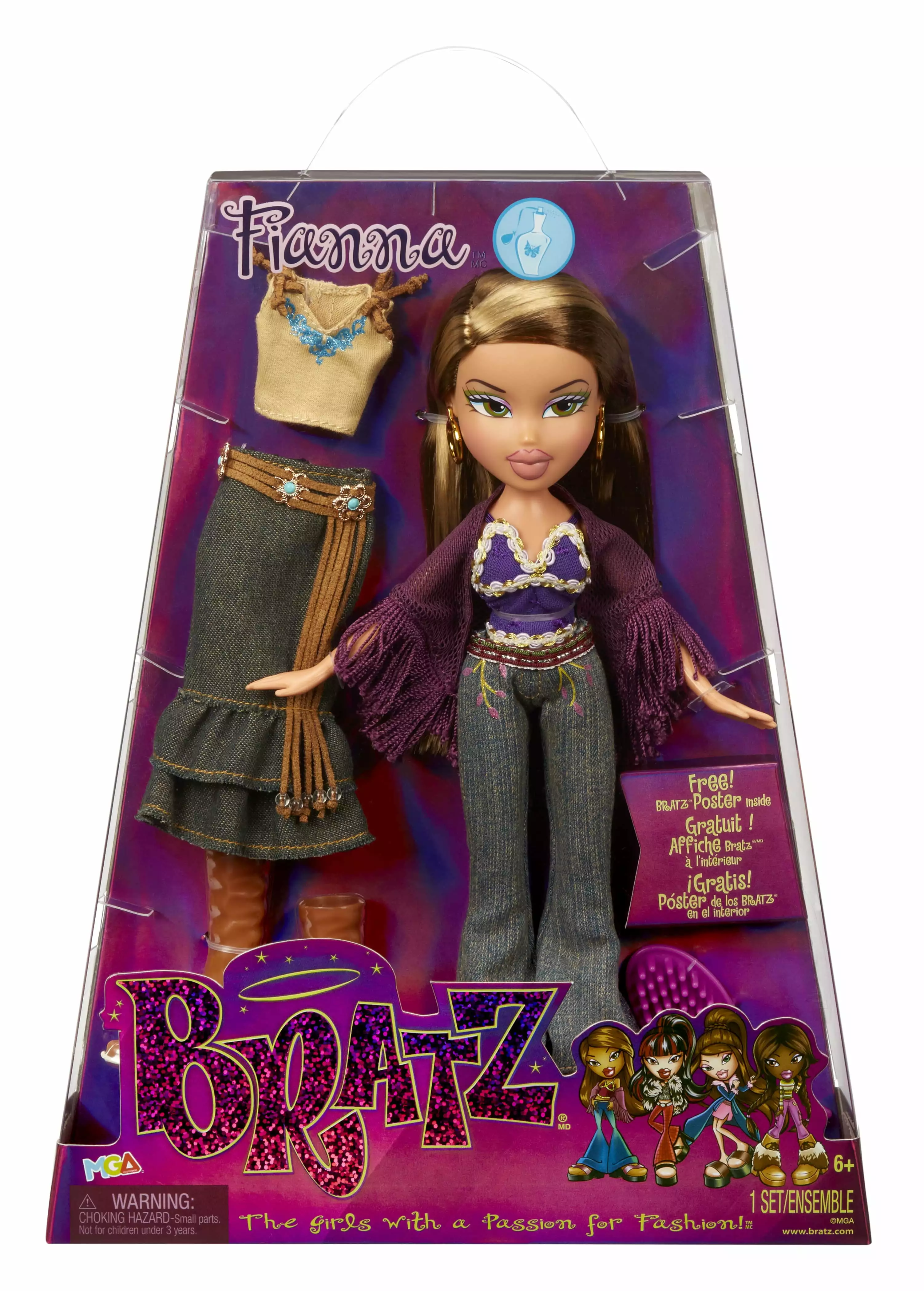 Bratz Original Fashion Doll Fianna Series 3 with 2 Outfits and Poster. Collectors Ages 6 7 8 9 10+