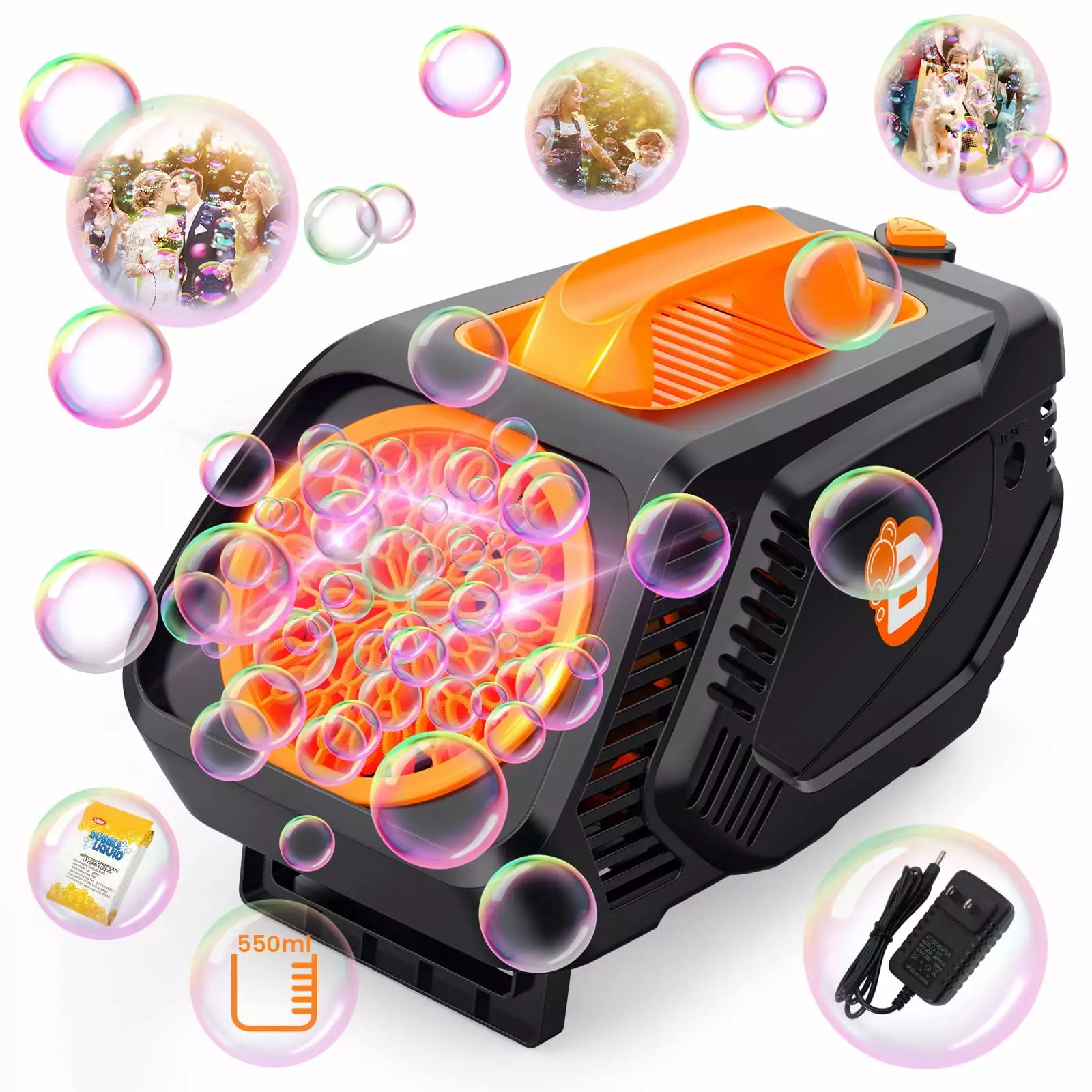 Bubble Machine.20000+ Bubbles Per Minute Bubble Machine for Kids and Toddlers.550ML Large Capacity Bubble Blower.Bubble Maker Machine for Parties Wedding Birthday-Indoor & Outdoor