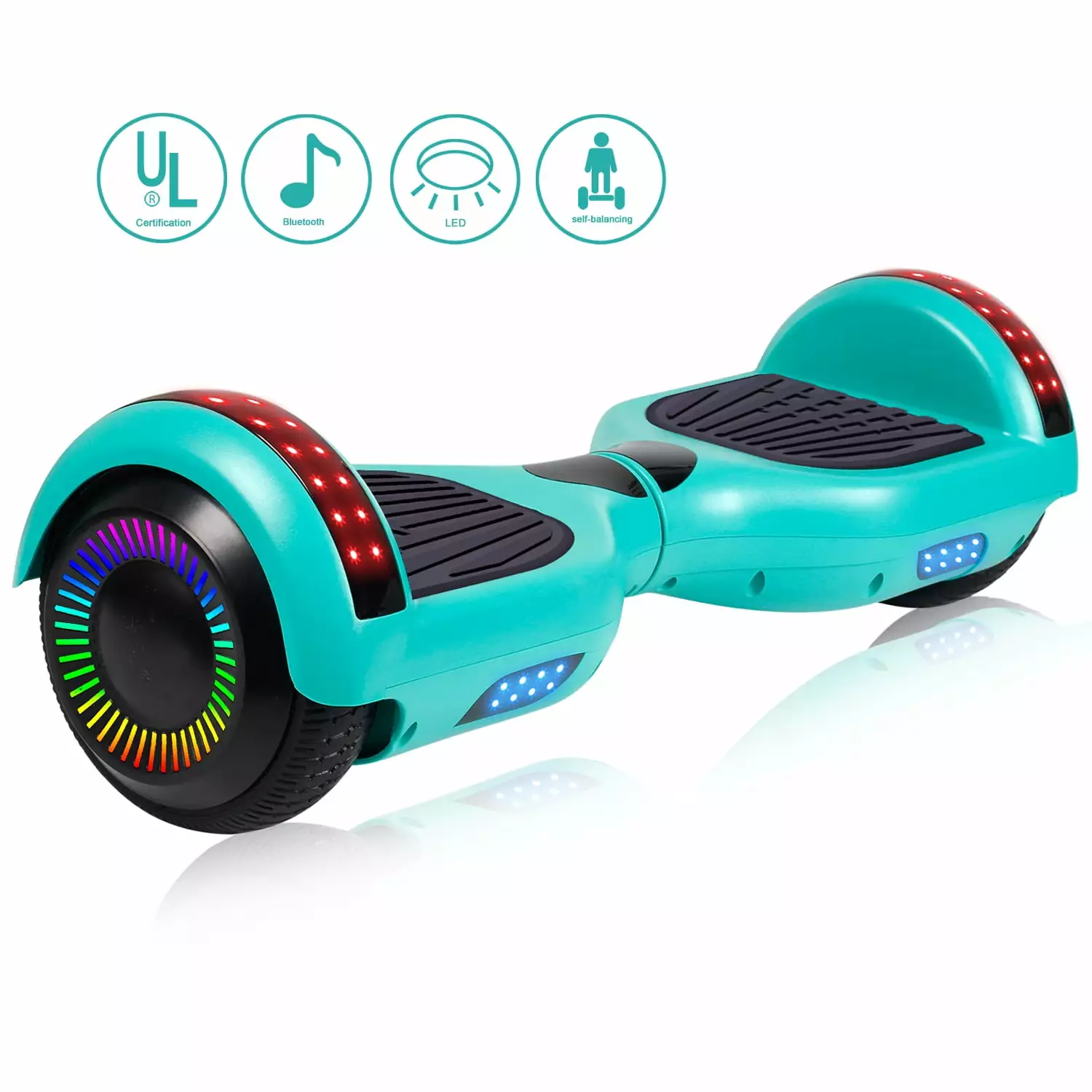 CBD Bluetooth Hoverboard for kids and Adults. Two-Wheel Self Balancing Scooter 6.5 with LED Lights. Green