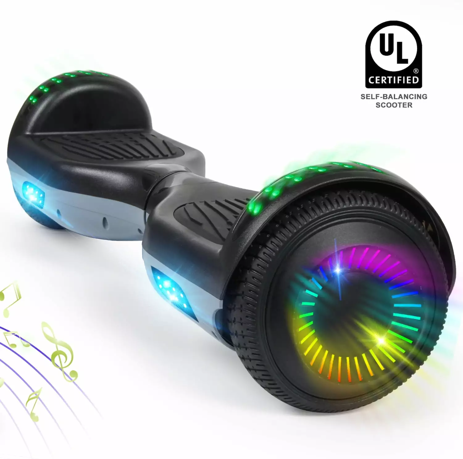 CBD Hoverboard Two-Wheel Self Balancing Scooter 6.5 with Bluetooth Speaker and LED Lights Electric Scooter for Adult Kids Gift Black and Gray