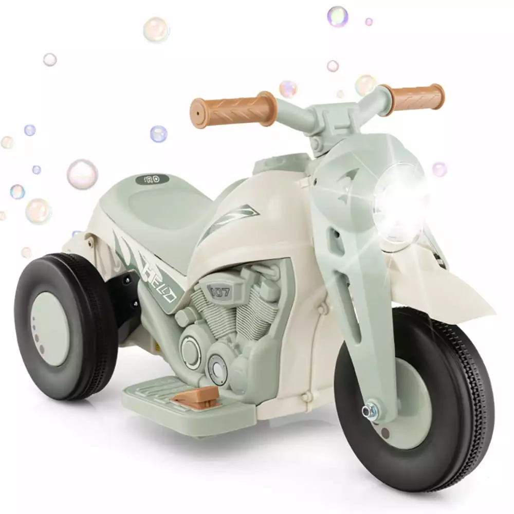 CIPACHO 6V Kids Electric Ride on Motorcycle with Bubble Maker and Music. Electric Motorcycle for Kids. Holiday Birthday Gift for Kids Ages 3-5. Beige