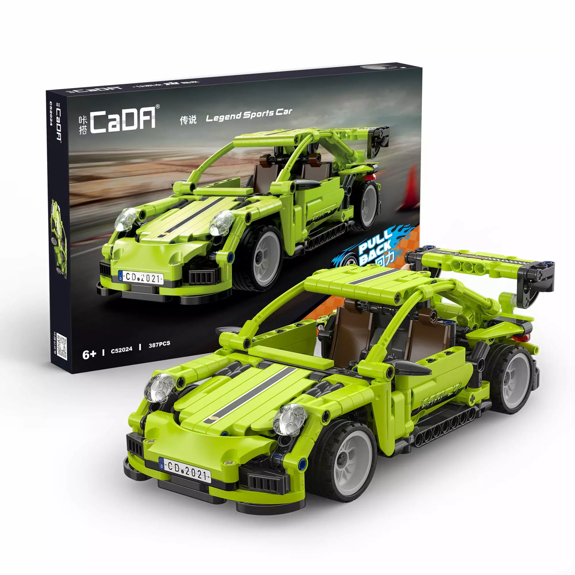 CaDA Pull Back Sports Car Series-Legend Supercar Model Building Block Toy C52024W Building Kit and Engineering Toy for Kids (387 Pieces)