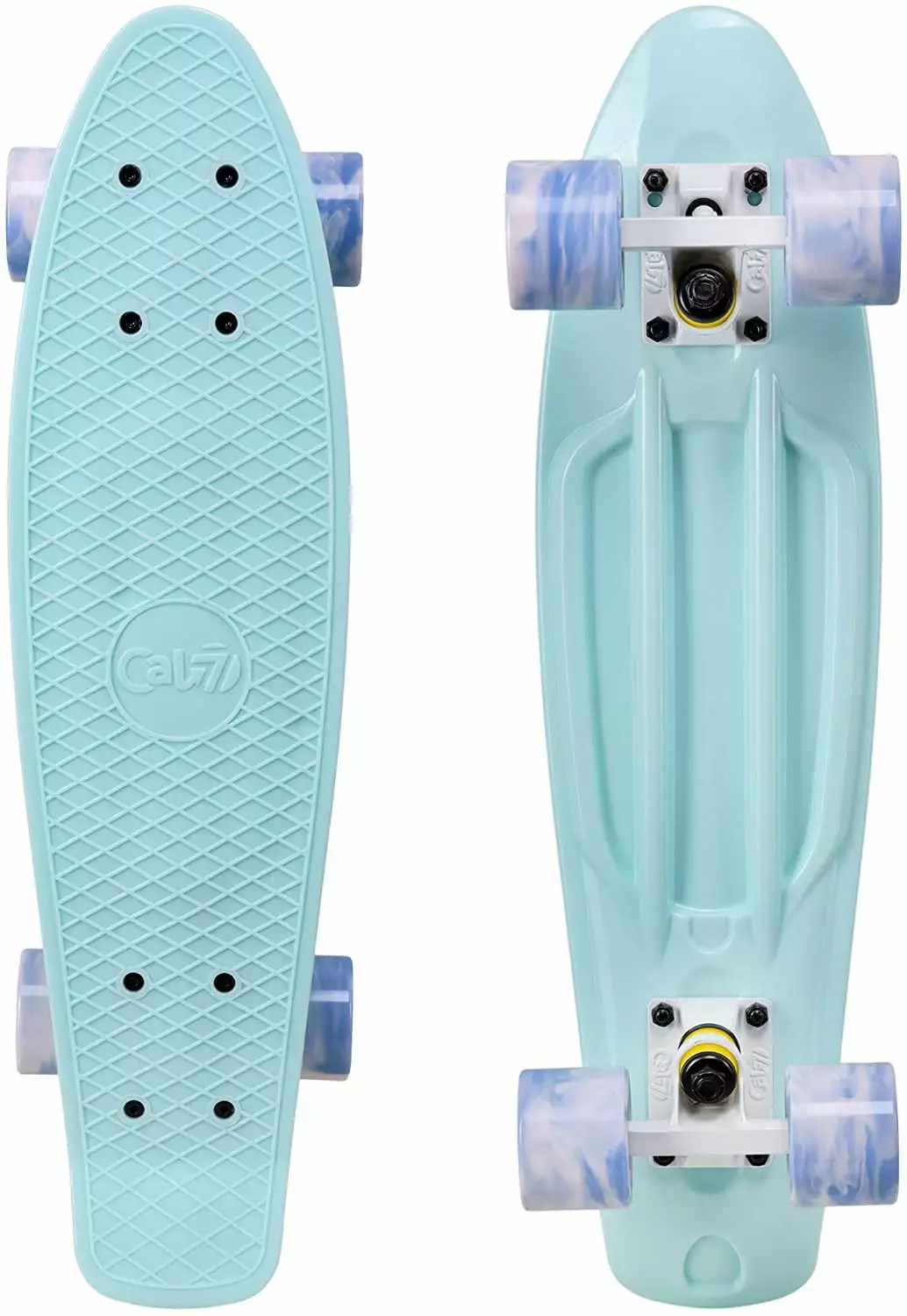 Cal 7 22.5 Complete Mini Cruiser Plastic Skateboard with Swirl Wheels (Lily)