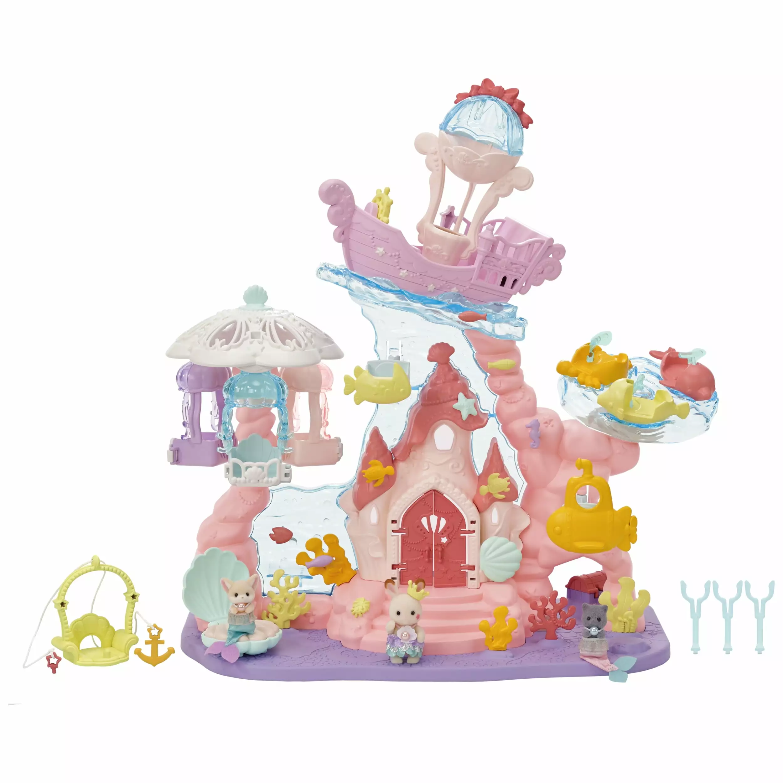 Calico Critters Baby Mermaid Castle. Dollhouse Playset with 3 Collectible Doll Figures