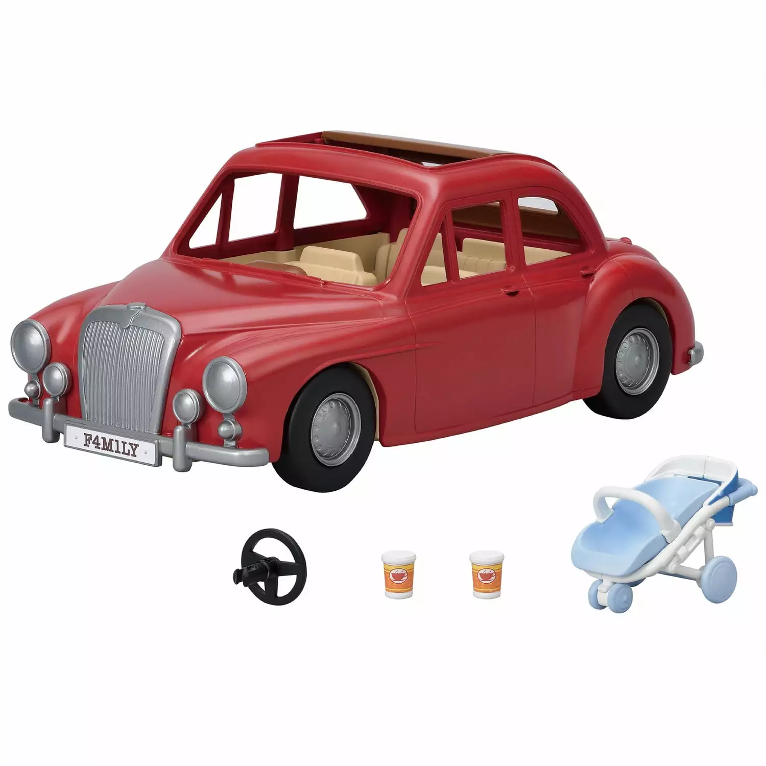 Calico Critters Family Cruising Car Toy Vehicle for Dolls with Baby Stroller Included