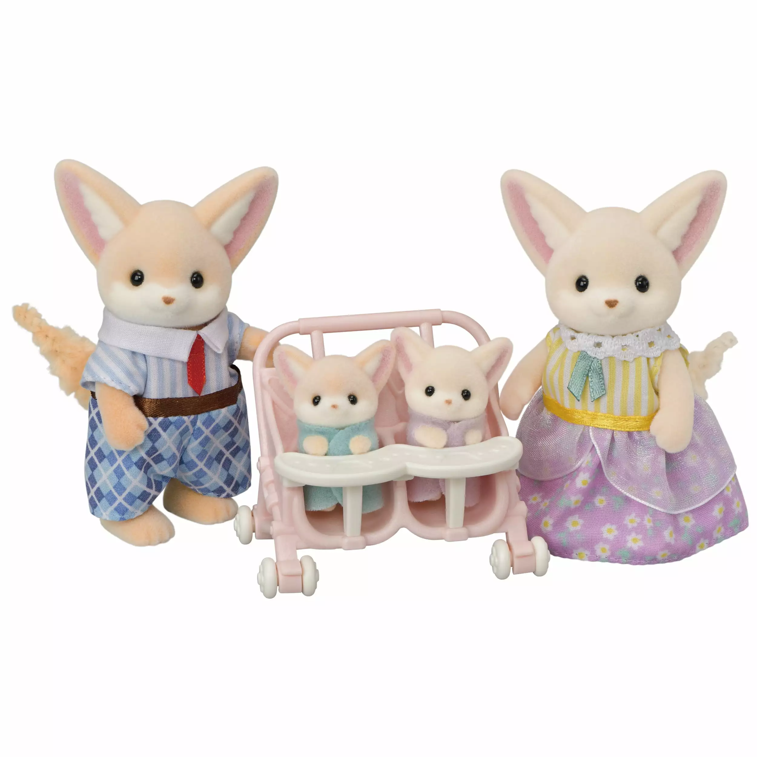 Calico Critters Fennec Fox Family. Set of 4 Collectible Doll Figures