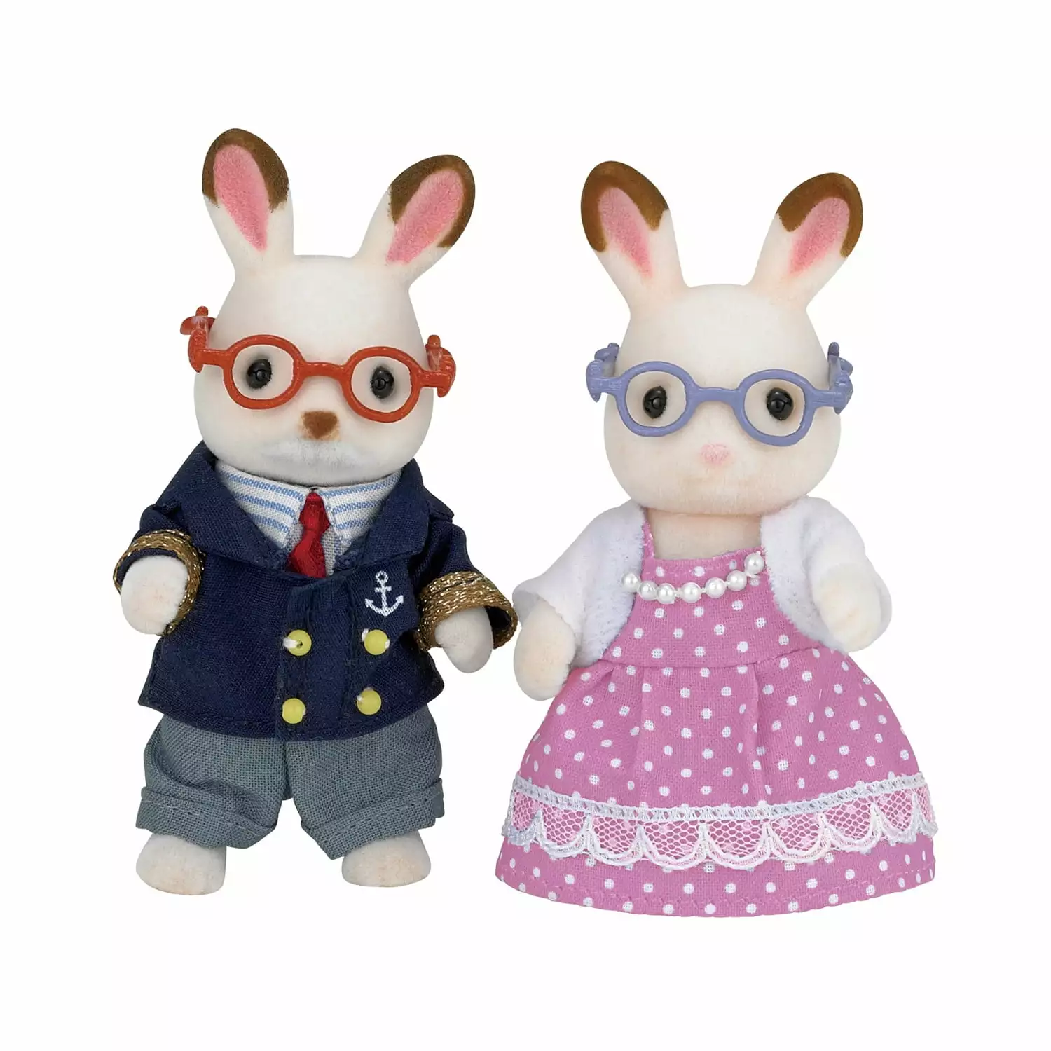 Calico Critters Hopscotch Rabbit Grandparents. Set of 2 Collectible Doll Figures