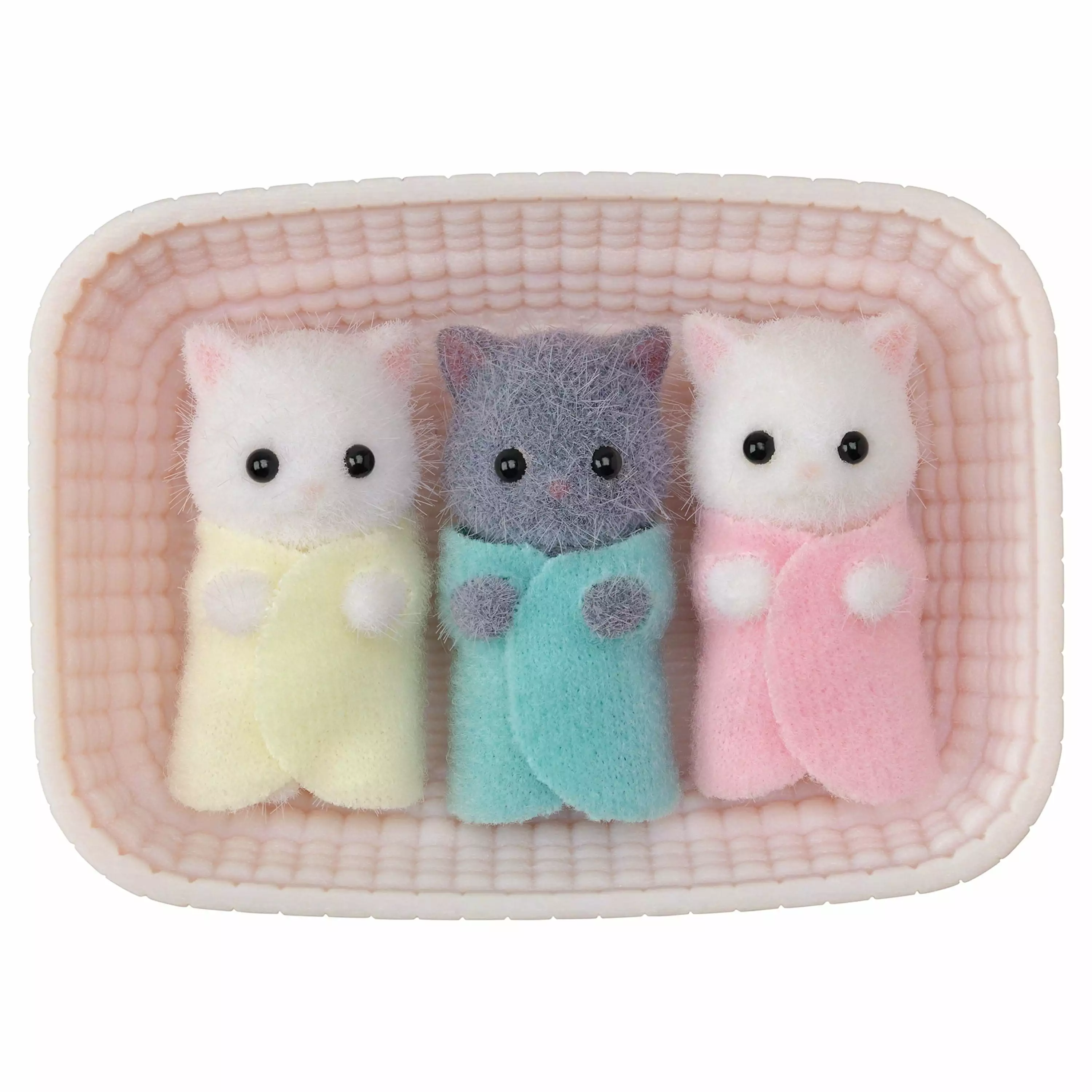 Calico Critters Persian Cat Triplets. Set of 3 Collectible Doll Figures with Cradle Accessory