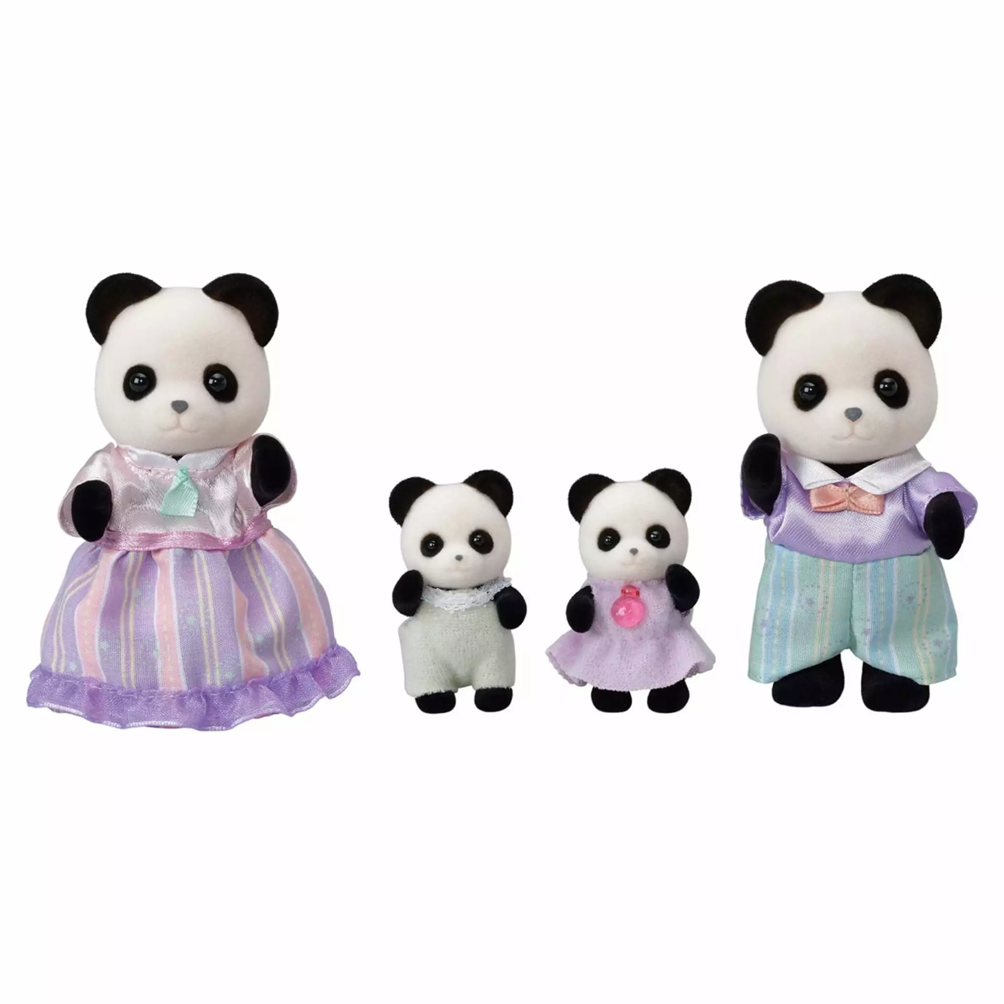 Calico Critters Pookie Panda Family. Set of 4 Collectible Doll Figures