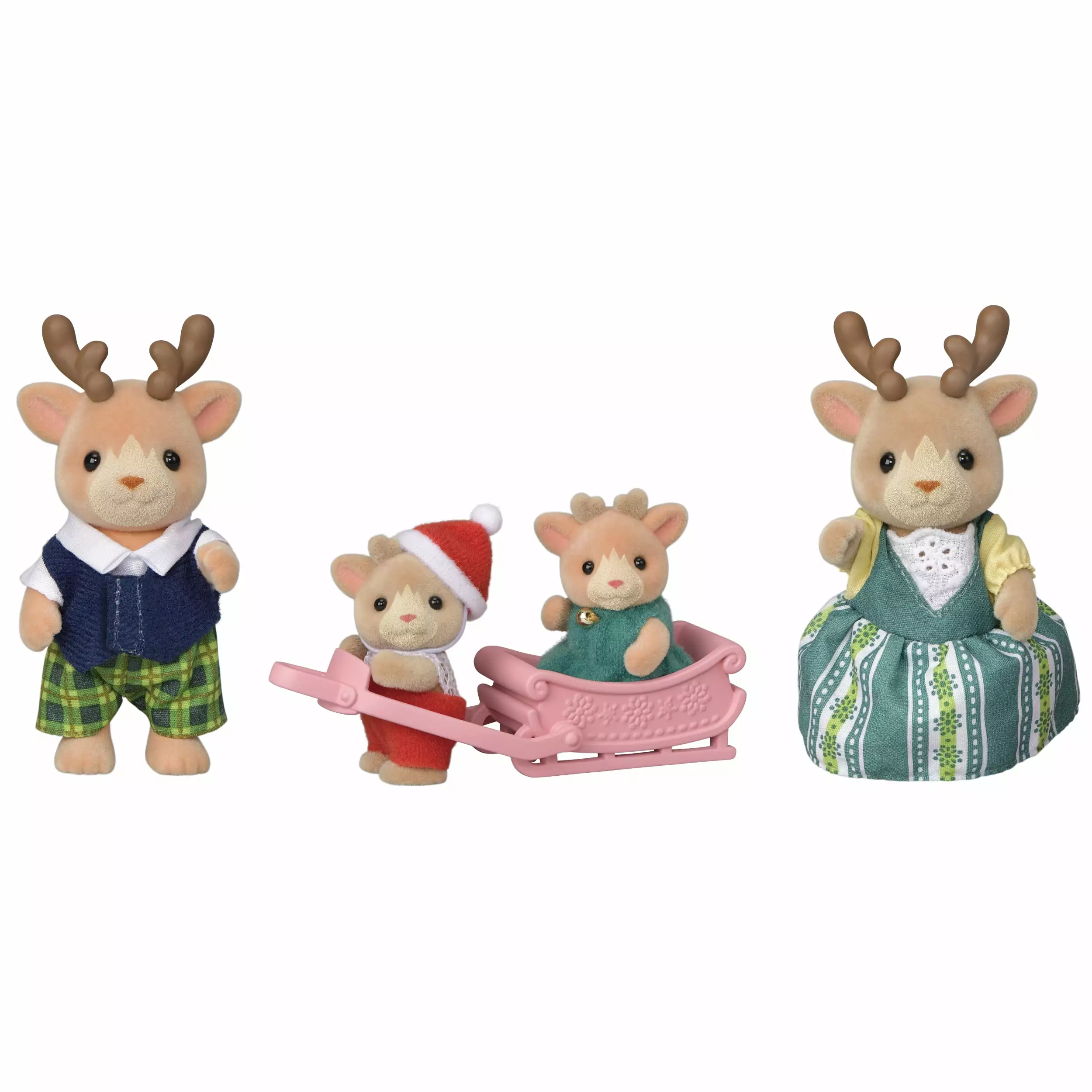 Calico Critters Reindeer Family. Set of 4 Collectible Doll Figures