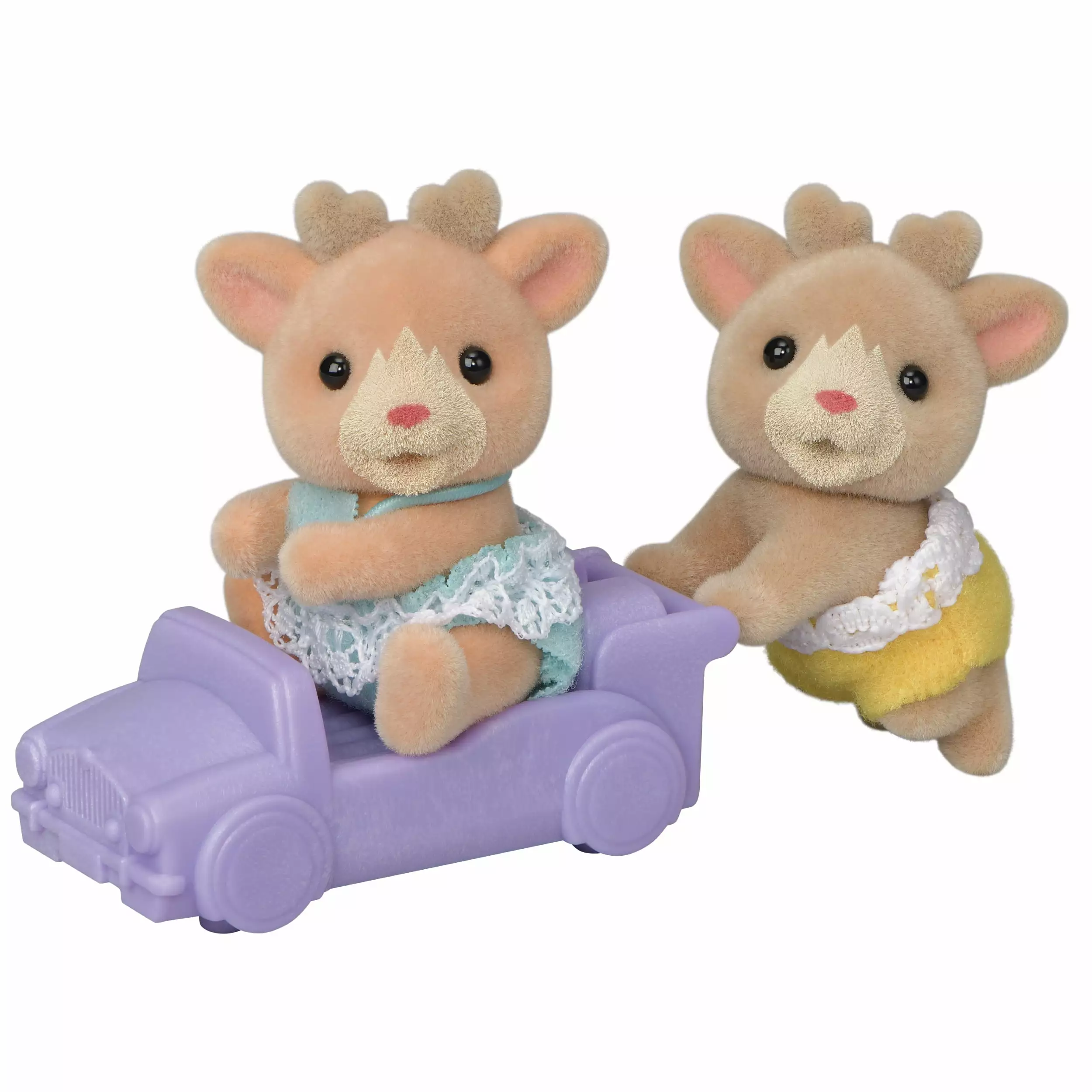 Calico Critters Reindeer Twins. Set of 2 Collectible Doll Figures with Pushcart Accessory