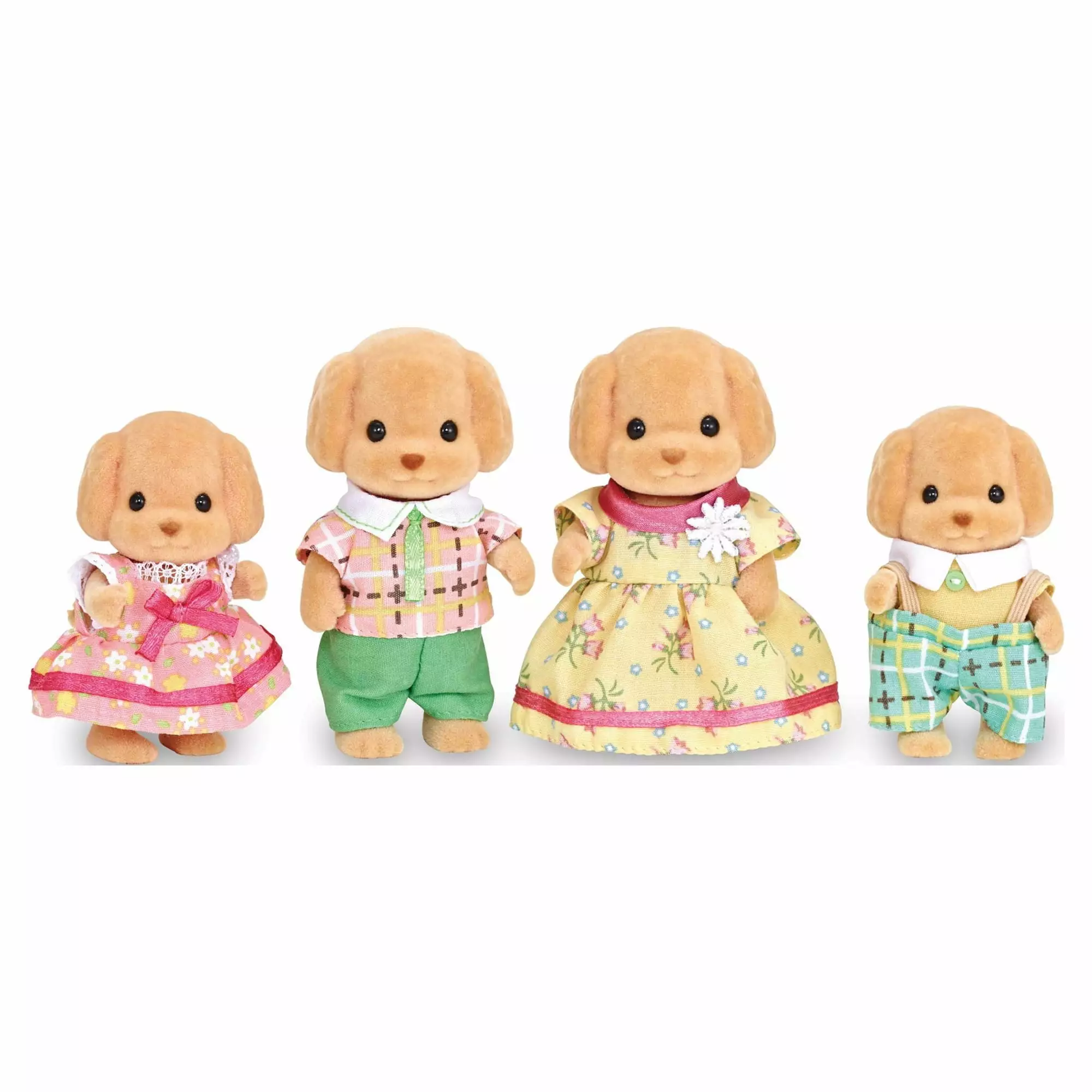 Calico Critters Toy Poodle Family. Set of 4 Collectible Doll Figures