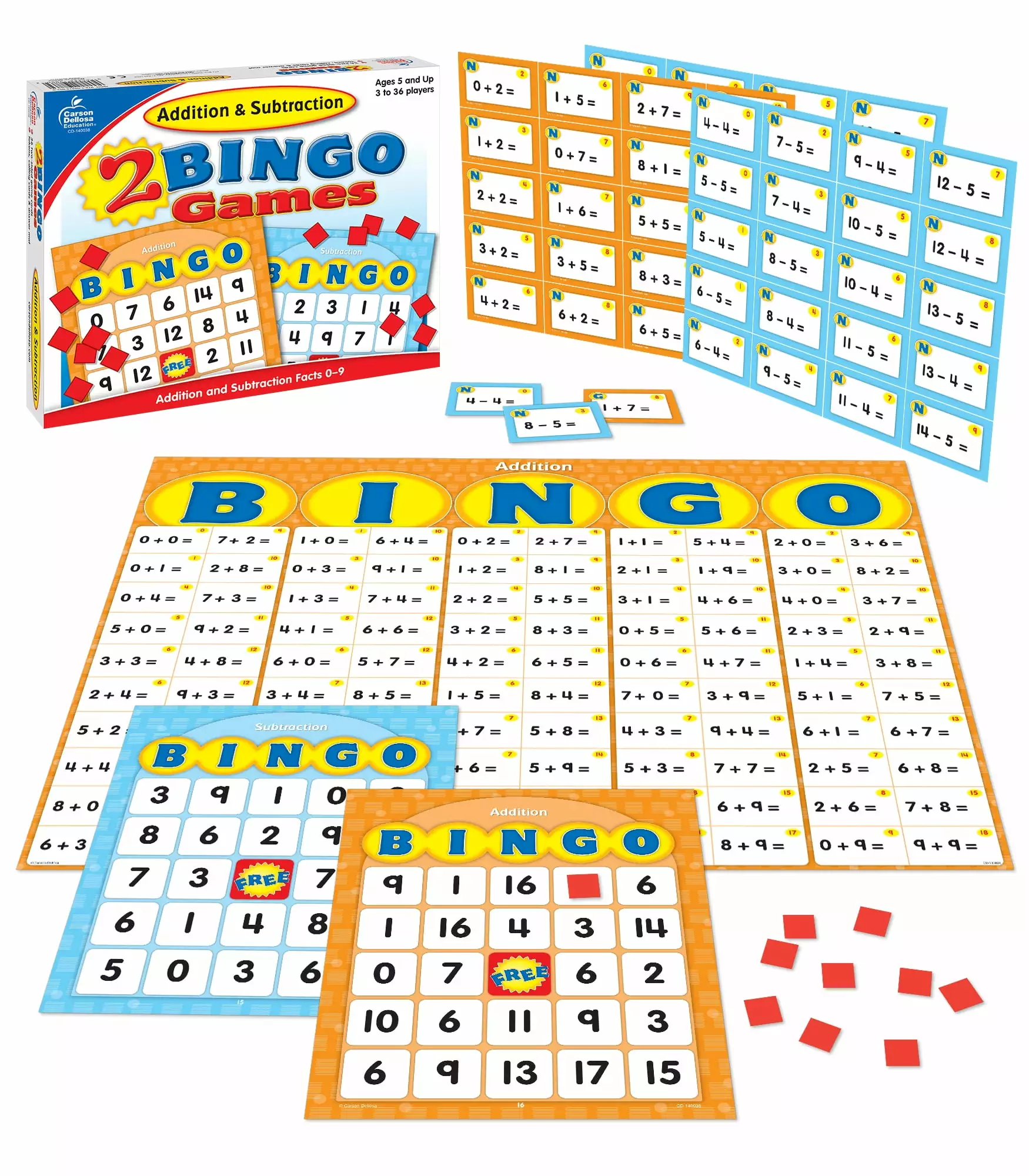 Carson Dellosa Addition & Subtraction Bingo Board Game Grade K-2 (857 pieces)