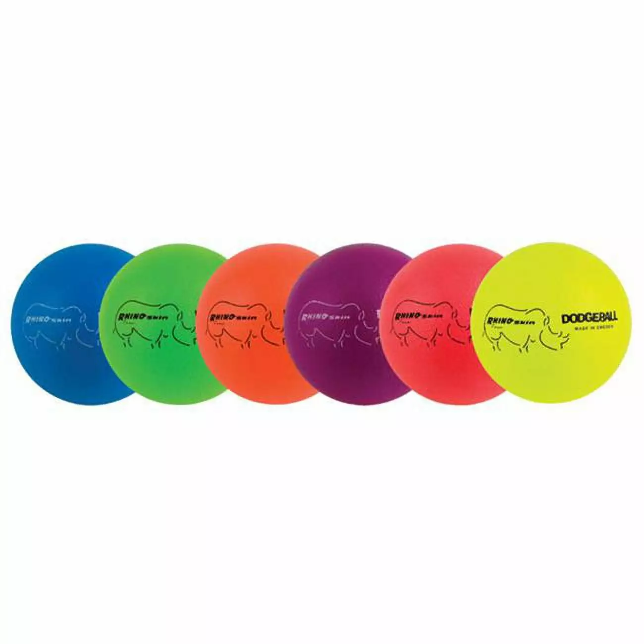 Champion Sports Rhino Skin Dodgeball Set. Neon Rainbow - Set of 6