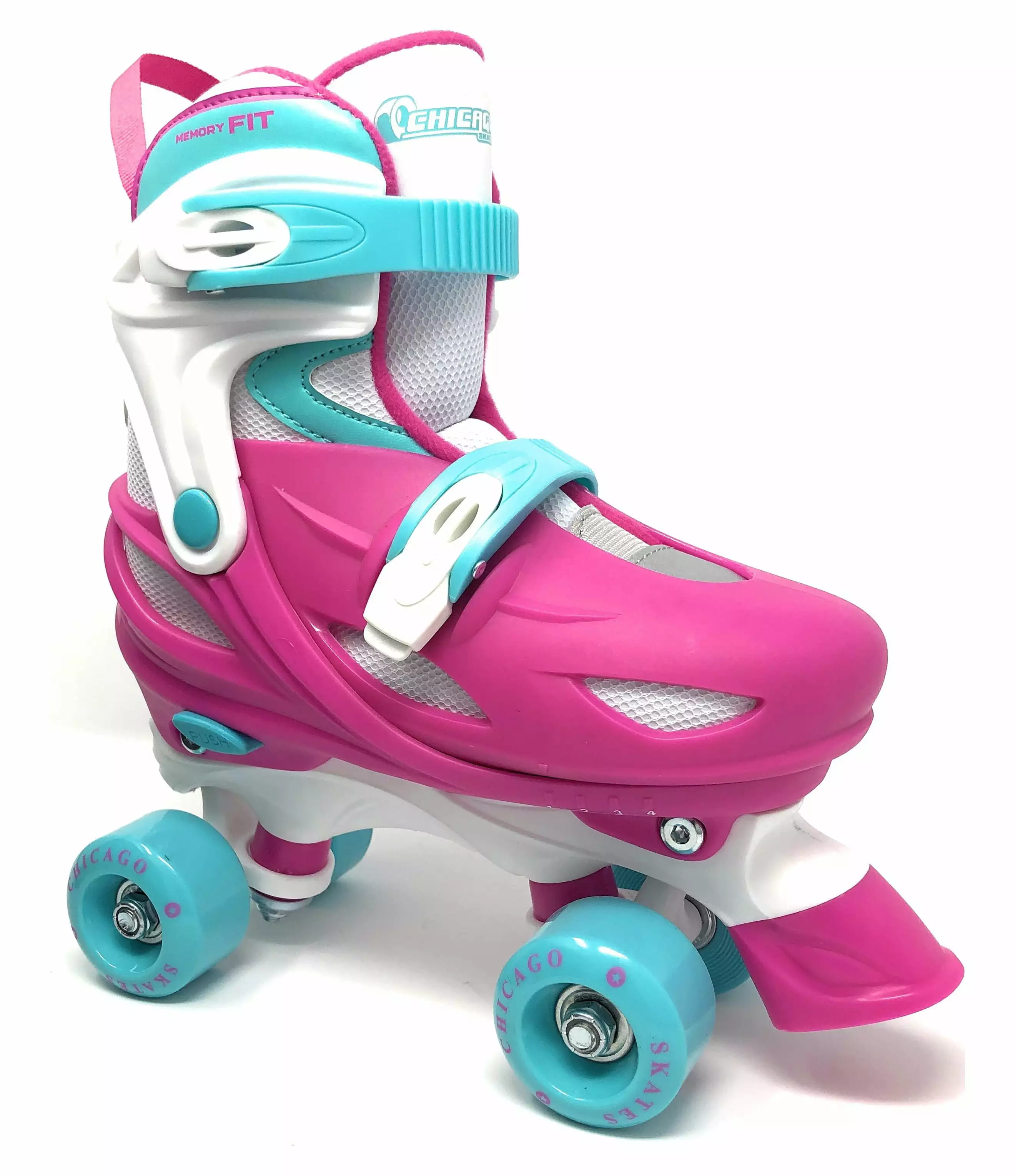 Chicago Skates Adjustable Girls Quad Roller Skate - Pink/White - Size Small (J10-J13)