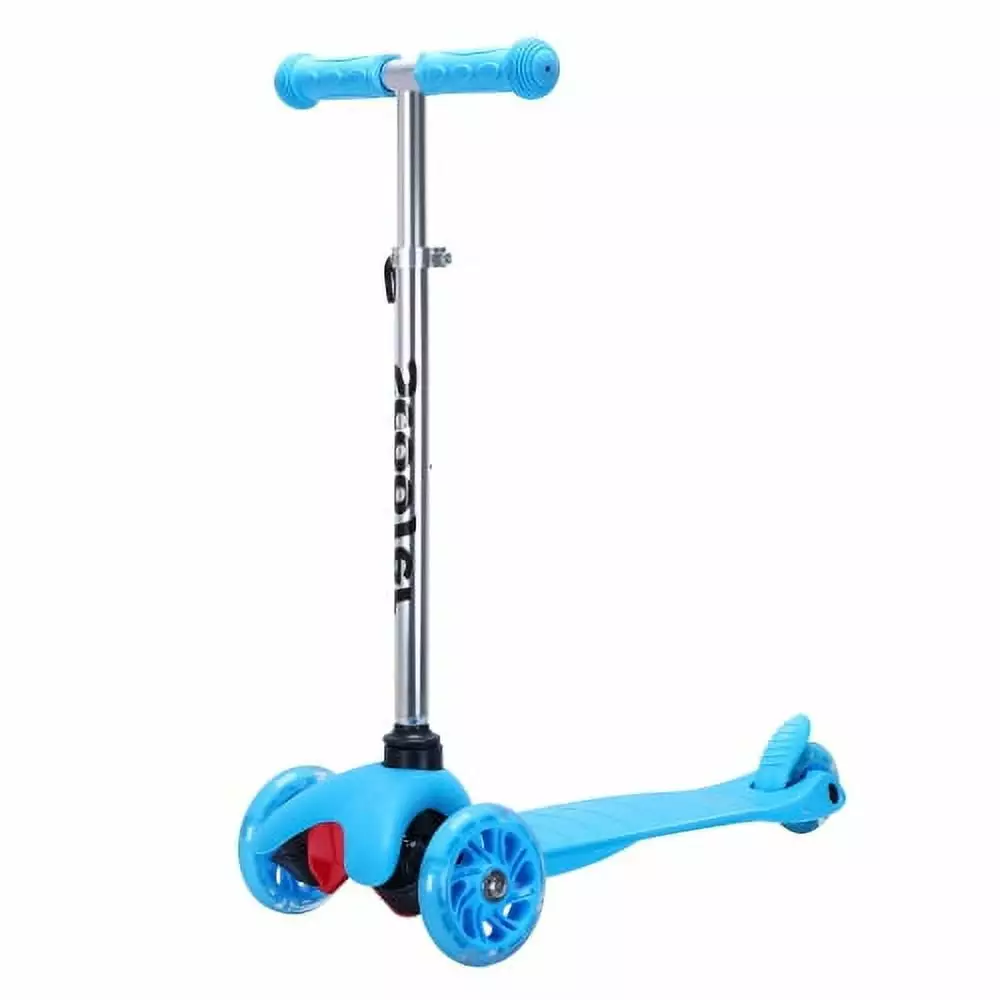 Children's pedal scooter with braked wheels. lighted wheels. height-adjustable handlebar. lightweight. suitable for children aged 3-10 years. wide standing plate