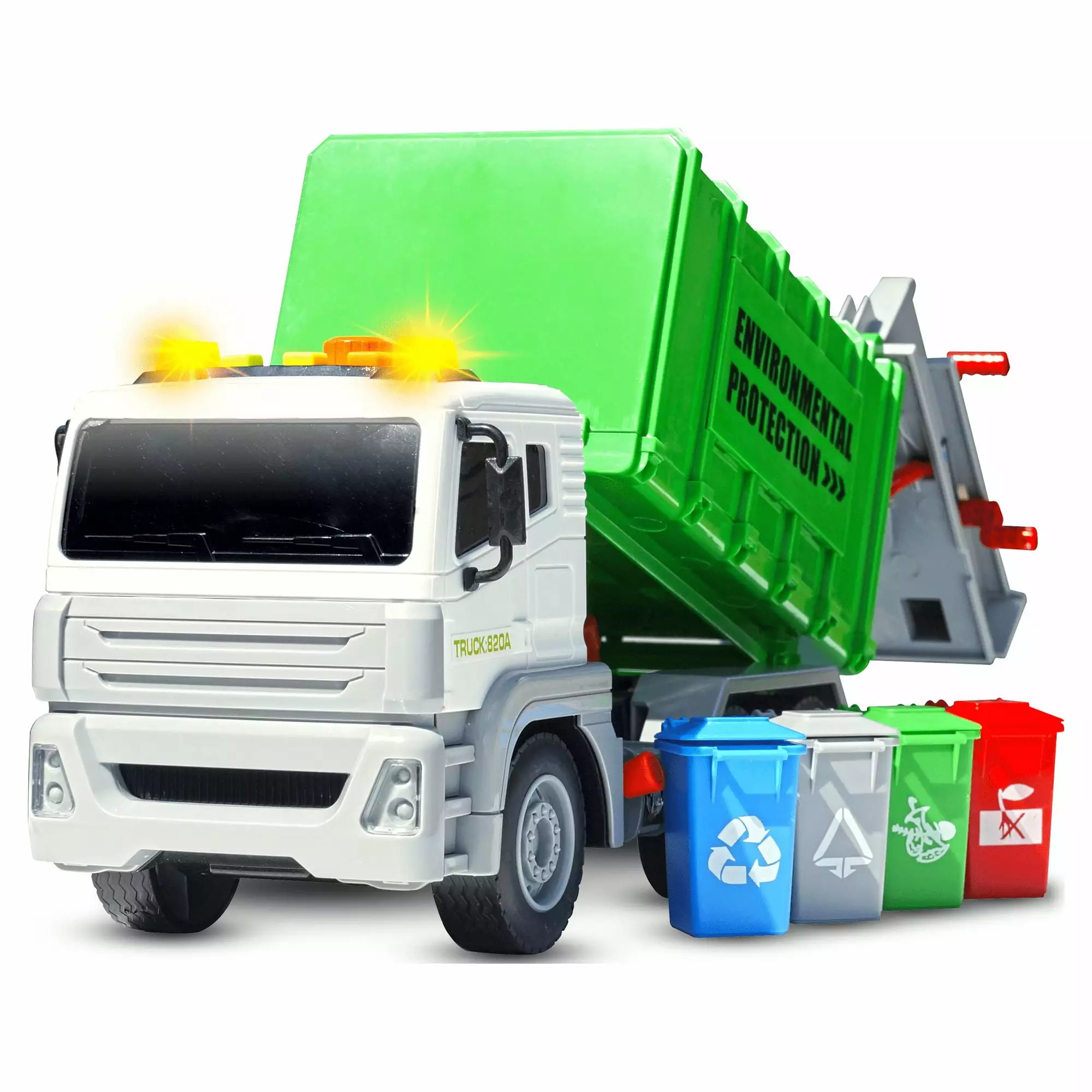 CifToys Garbage Truck Toys for Boys with Trash Cans. Friction Play Vehicle. Toys for 3 Year Old Boy Toys Gifts