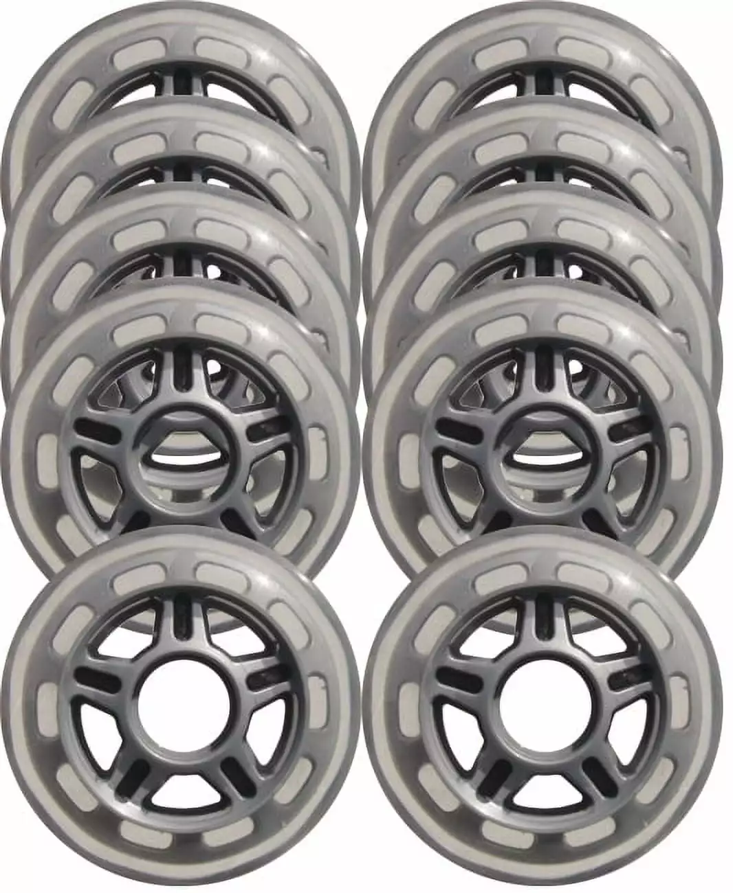 Clear / Silver Inline Skate Wheels 80mm 78a 10-Pack 5-SPOKE HUB