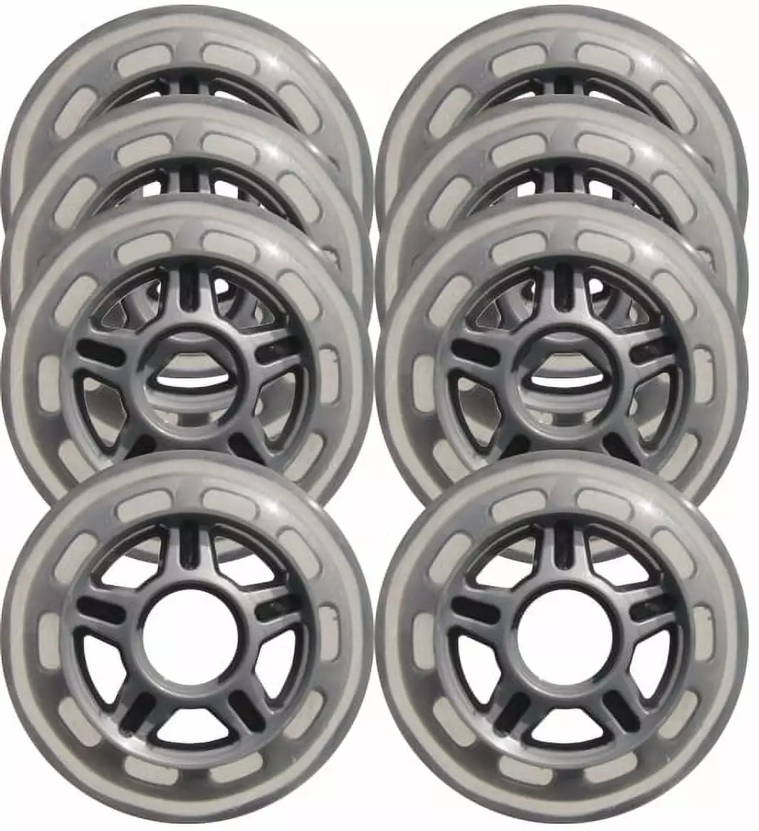 Clear / Silver Inline Skate Wheels 80mm 78a 8-Pack 5-SPOKE HUB