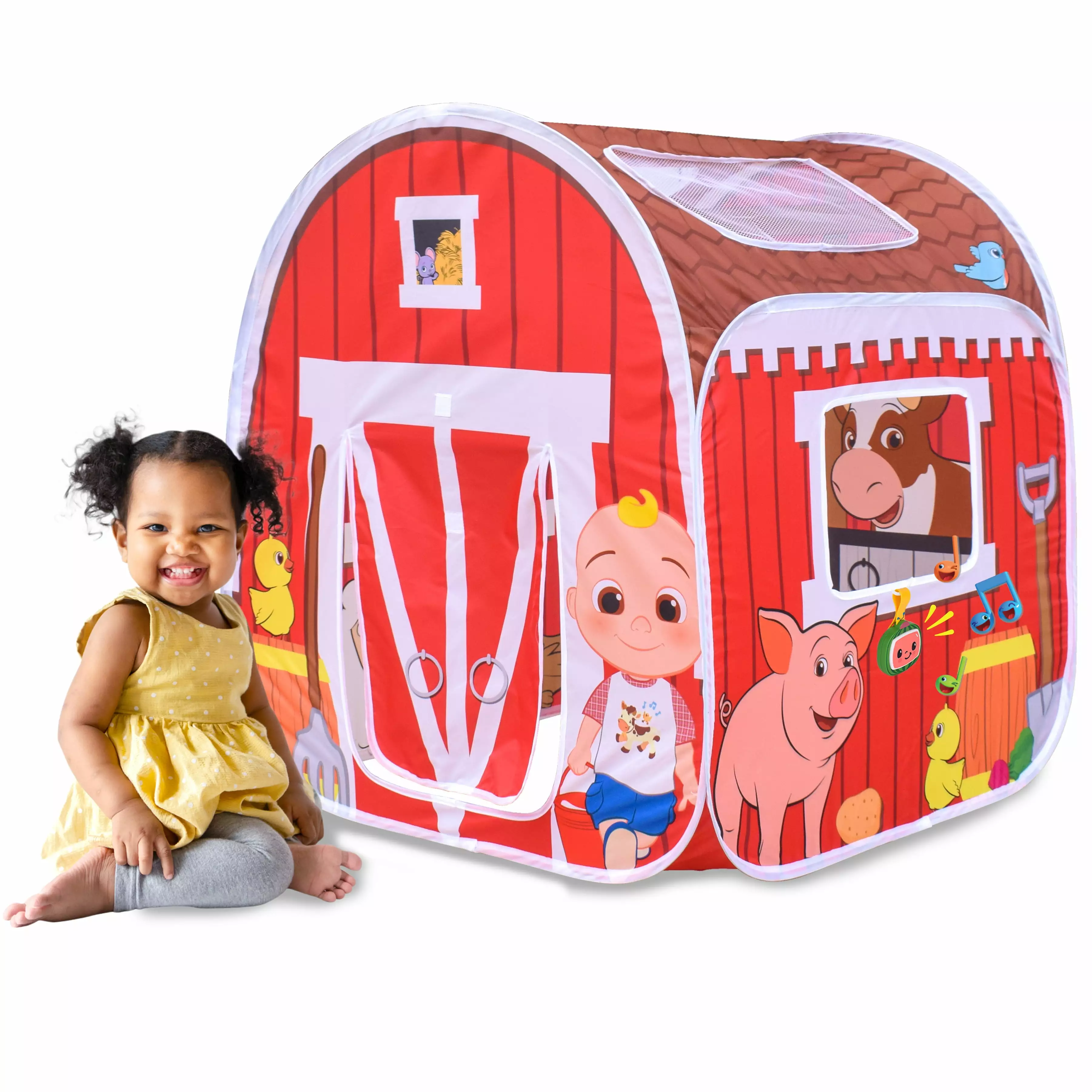 CoComelon Old MacDonald's Musical Barn Pop-Up Tent. Indoor & Outdoor Use. Children Ages 3+