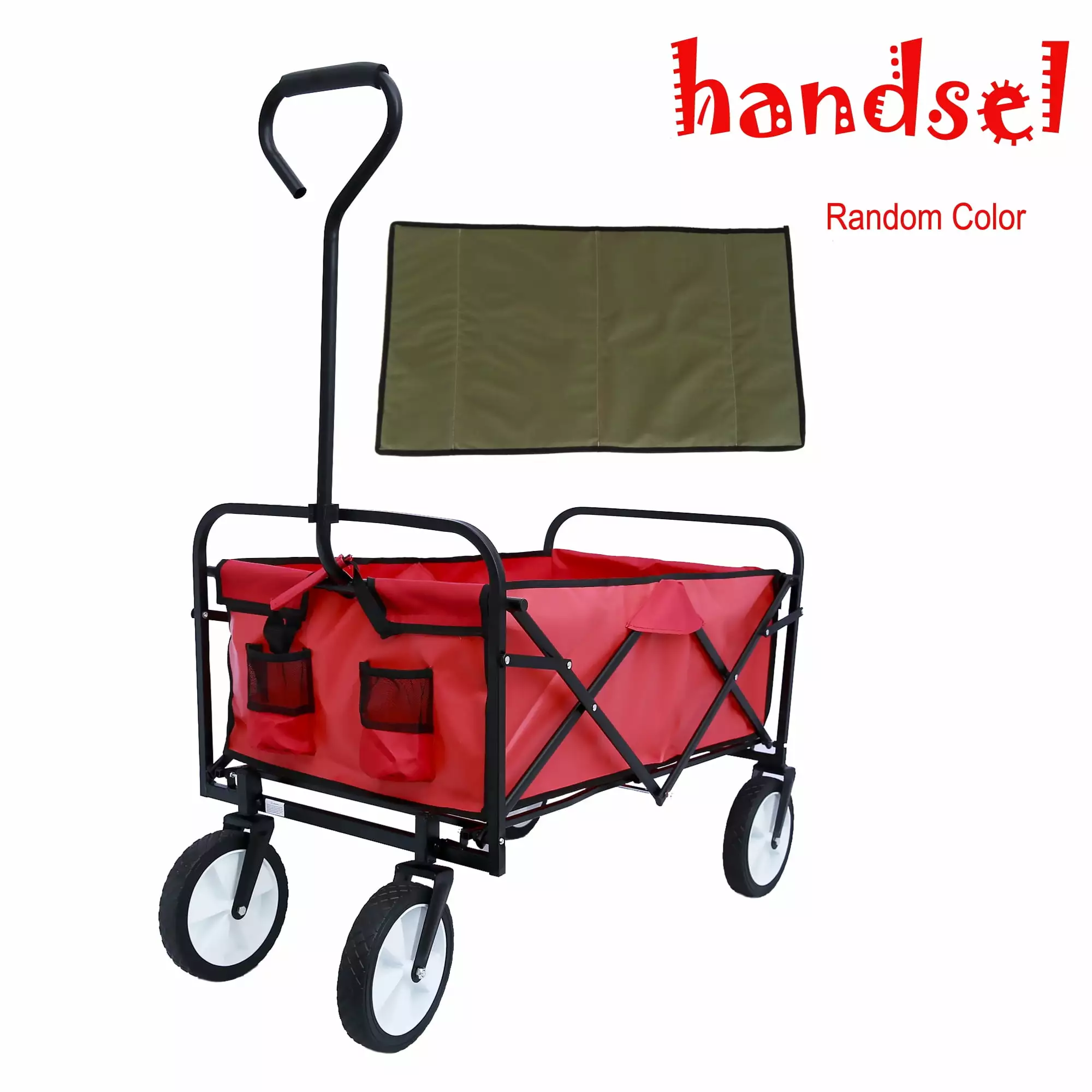 Collapsible Outdoor Utility Beach Cart. Portable Garden Shopping Utility Wagon with Adjustable Handles. Heavy Duty Folding Garden Portable Hand Cart for Beach. Sports. Shopping and Camping. B121