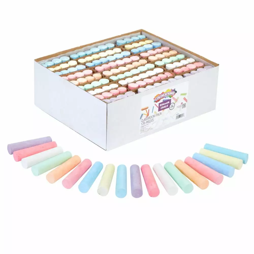 Colorations Washable Sidewalk Chalk Classroom Value Pack 126 pieces