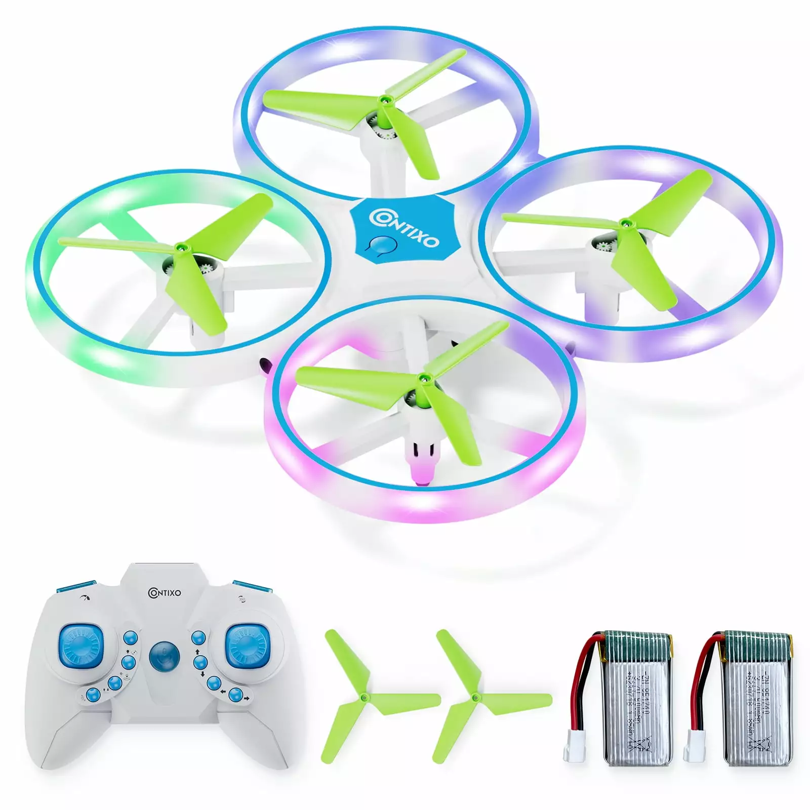 Contixo Dragonfly RC Quadcopter - Light Up Stunt Drones for Kids. Blue