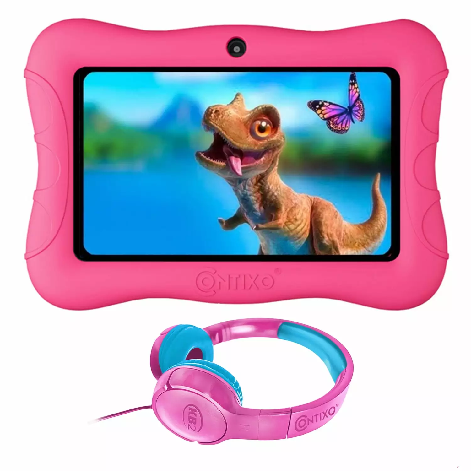 Contixo V9 Bundle. 7 Kids Tablet with Headphones - Featuring Android 10. Dual Cameras. and Parental Control - Pink (TC-V932-KB-S1-PNK)