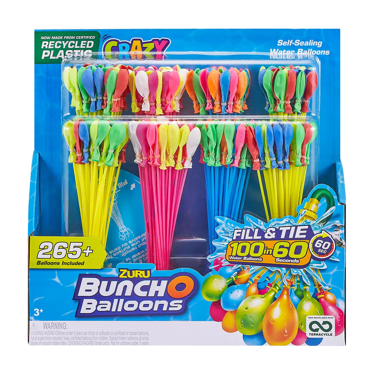 Crazy Bunch O Balloons 265 Rapid-Filling Self-Sealing Water Balloons (8 Pack) by ZURU