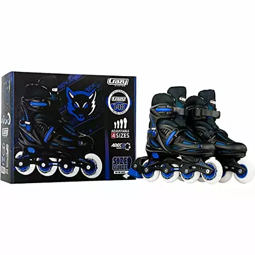 Crazy Skates Adjustable Inline Skates for Girls and Boys - Adjust to fit 4 Sizes - Model 148