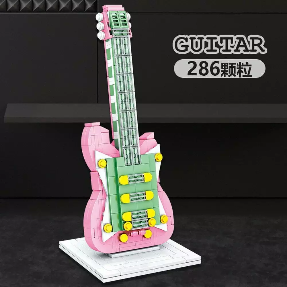 Custom MOC Same as Major Brands! Building Blocks Musical Instrument Guitar Piano Violin Model Ornaments 's Assembled Building Blocks Toys