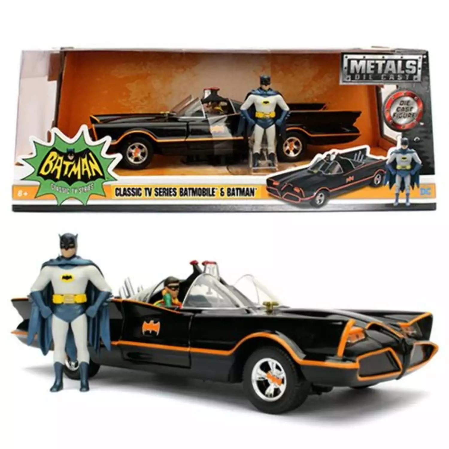 Batman 1966 TV Batmobile 1:24 Scale Vehicle with Figures