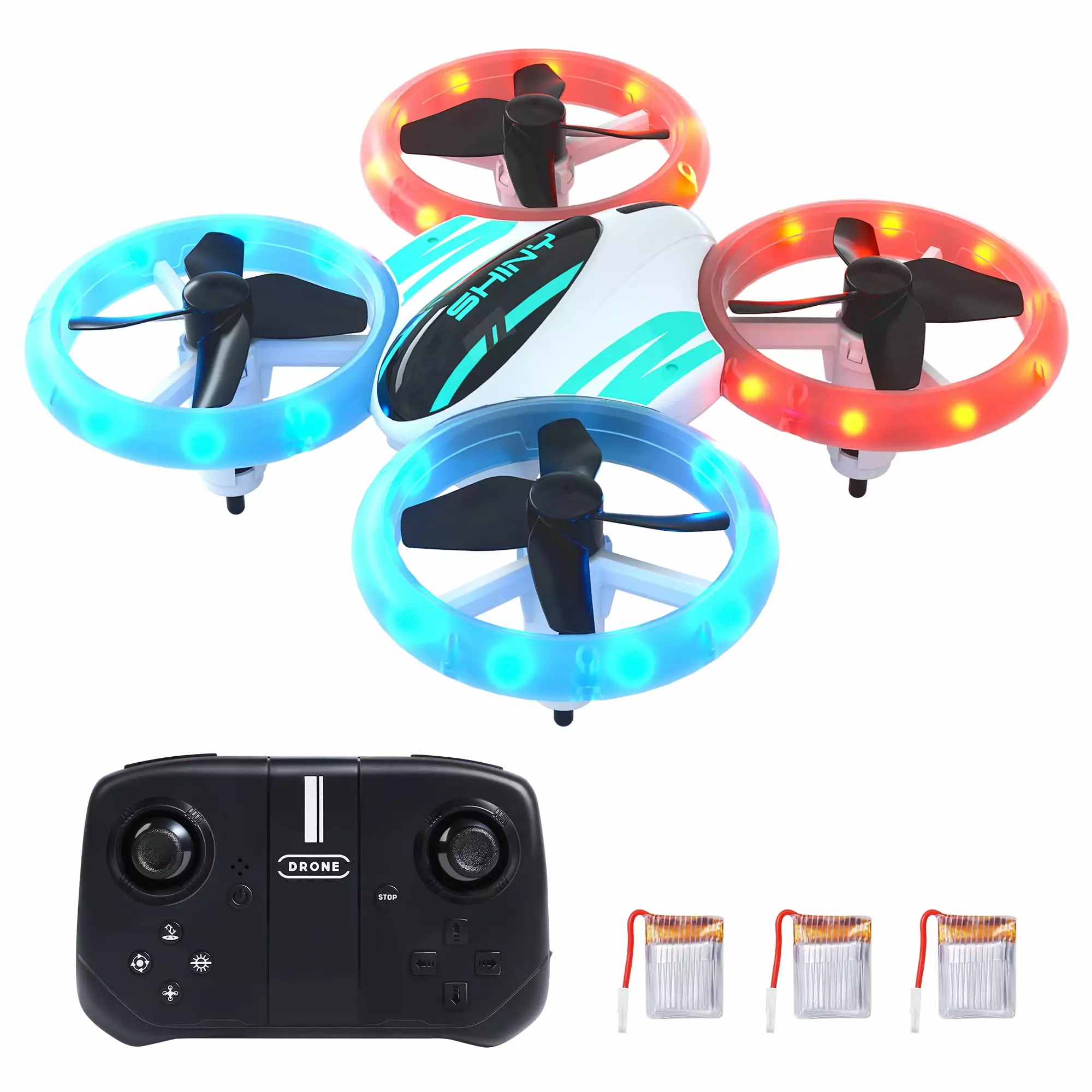 DEERC DC11 Mini Drone for Kids. RC Nano Quadcopter with LED Lights for Beginners with Altitude Hold. Demo Mode. 3 Batteries. Green