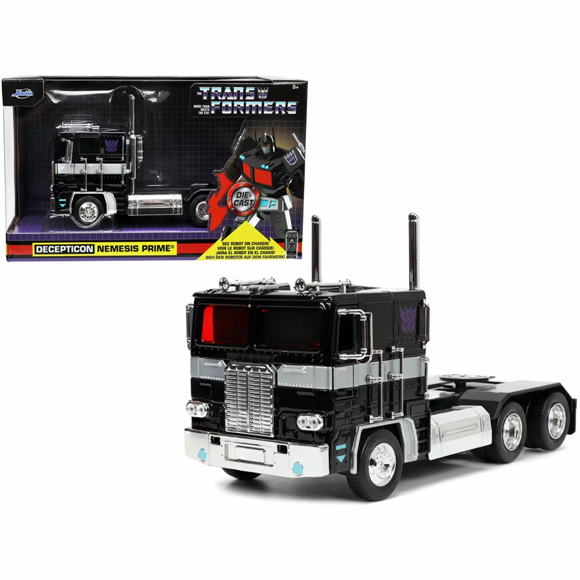 Decepticon Nemesis Prime with Robot on Chassis Transformers TV Series Hollywood Rides Series 1/24 Diecast Model by Jada