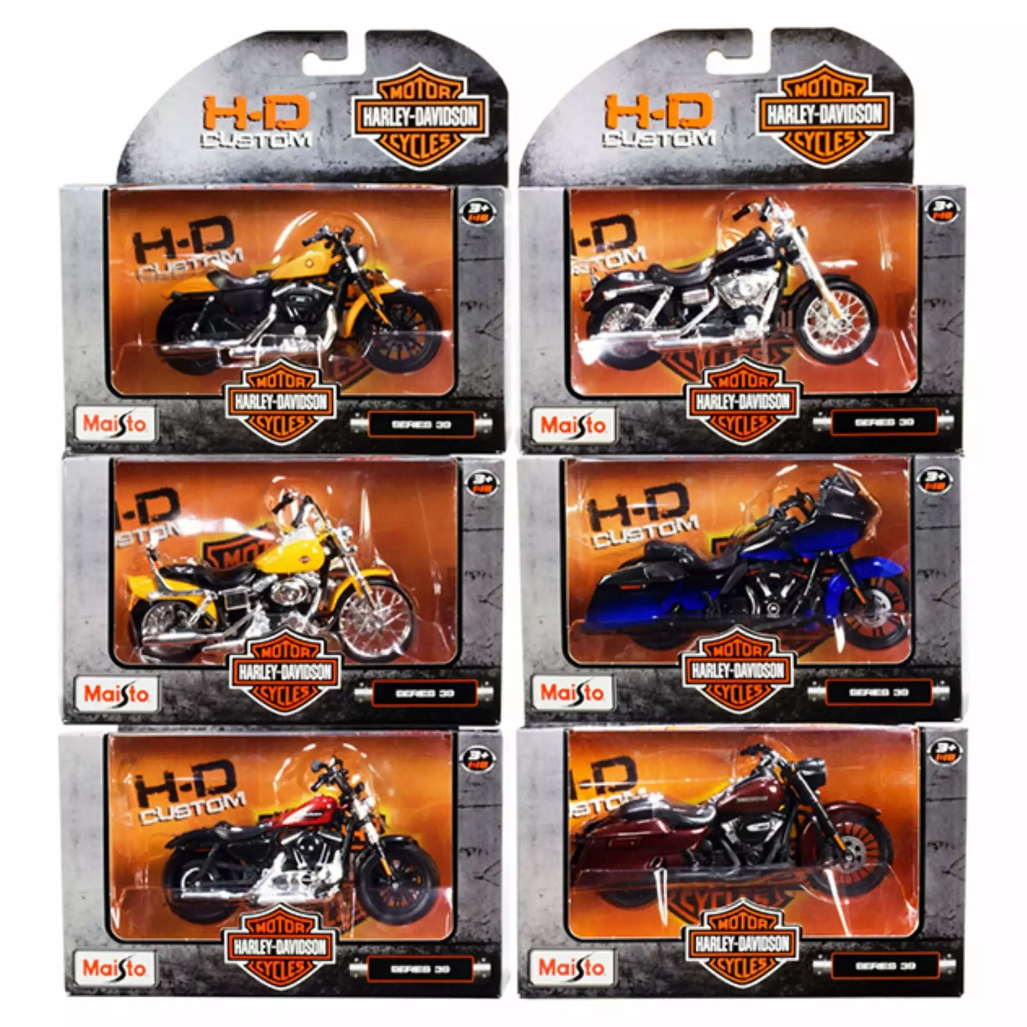 Diecast Harley-Davidson Motorcycles 6 piece Set Series 39 1/18 Diecast Models by Maisto