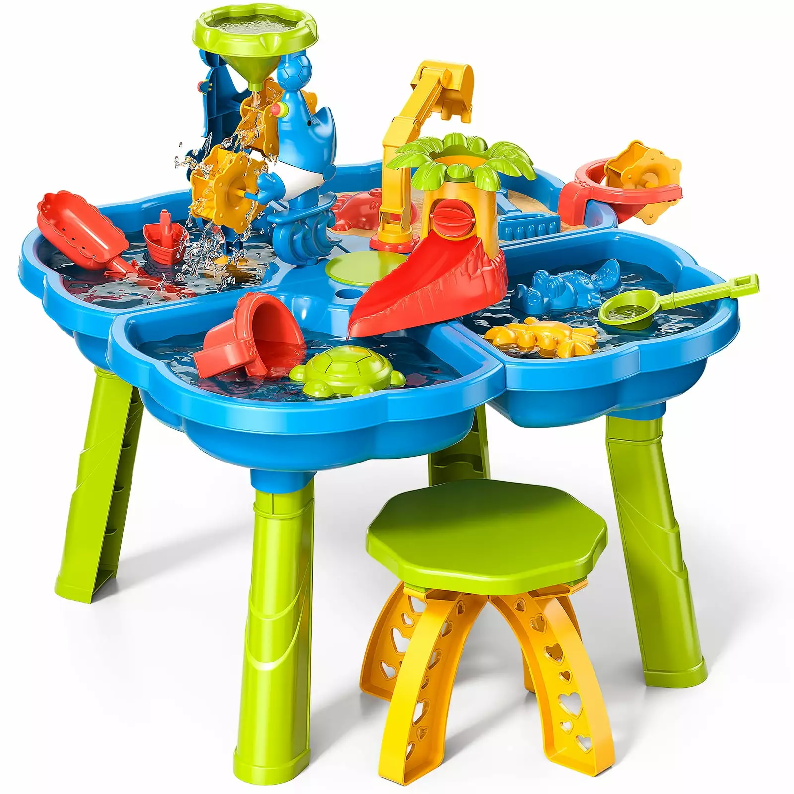 Dinosaur Planet Sand Water Table for Toddlers. 4 in 1 Sand Table and Water Play Table. Kids Table Activity Sensory Play Table Beach Sand Water Toy for Outdoor Backyard for Toddlers Age 2-4 Gift