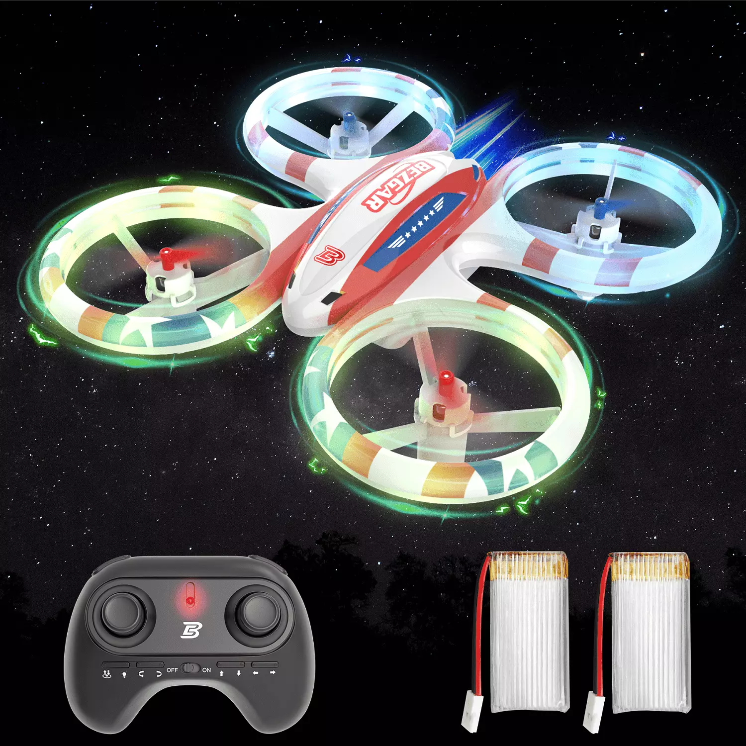 Drones for Kids. YCFUN LED Stunt Mini Drone for Beginners. RC Quadcopter Elctronic Toys Gifts for Boys Girls Kids. White