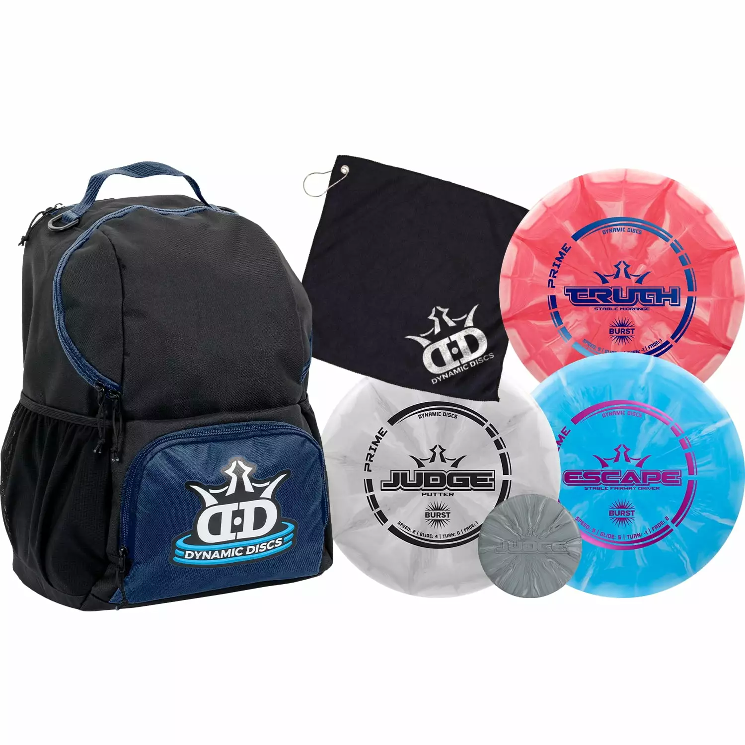 Dynamic Discs Disc Golf Starter Set | Cadet Backpack Disc Golf Bag Included | Prime Burst Frisbee Golf Set Included | Putter. Midrange. Driver | 170g Plus (Midnight Blue) (3 Pack)