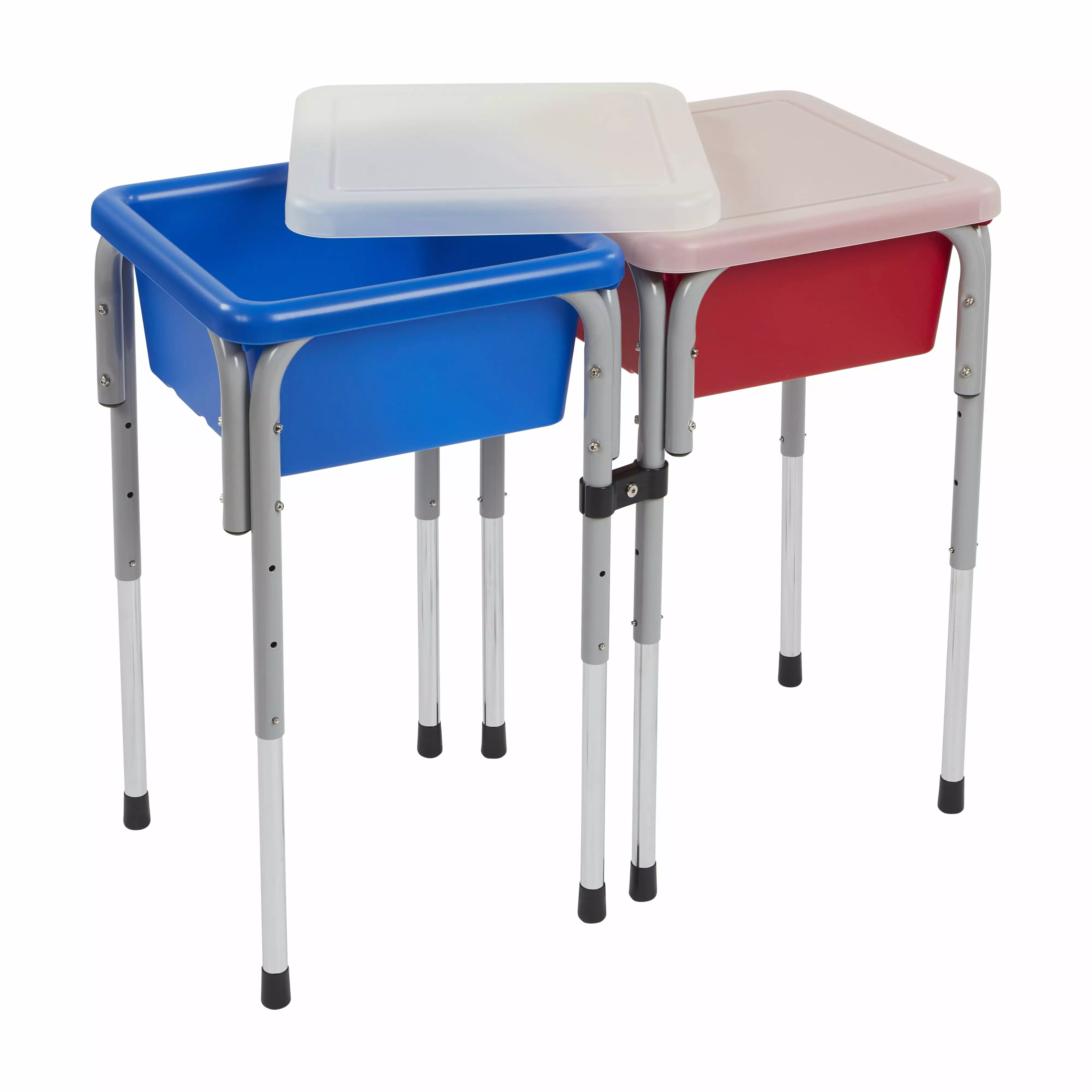 ECR4Kids 2-Station Sand and Water Adjustable Play Table. Blue/Red